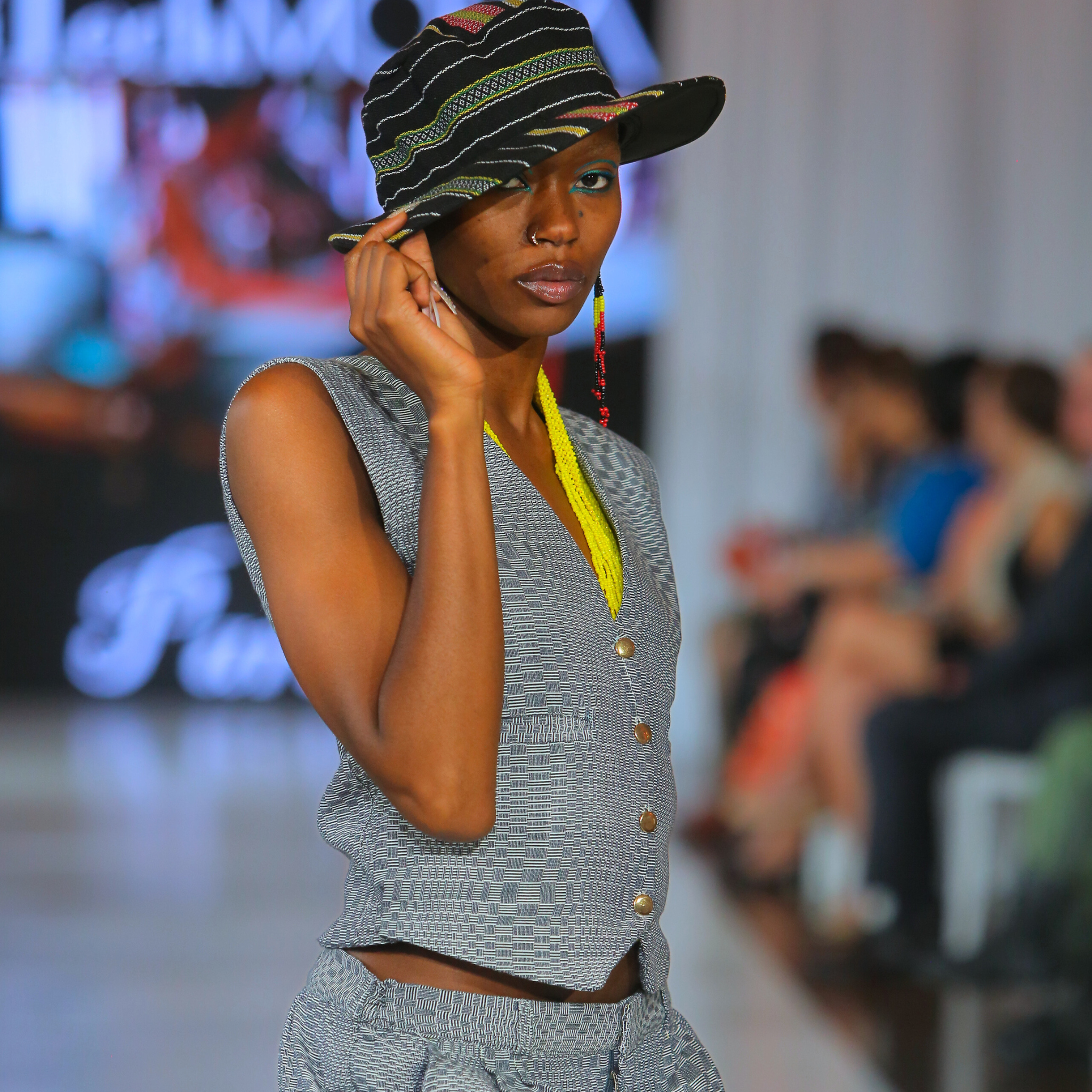 Virginia Gray and White Kusikos Vest Top