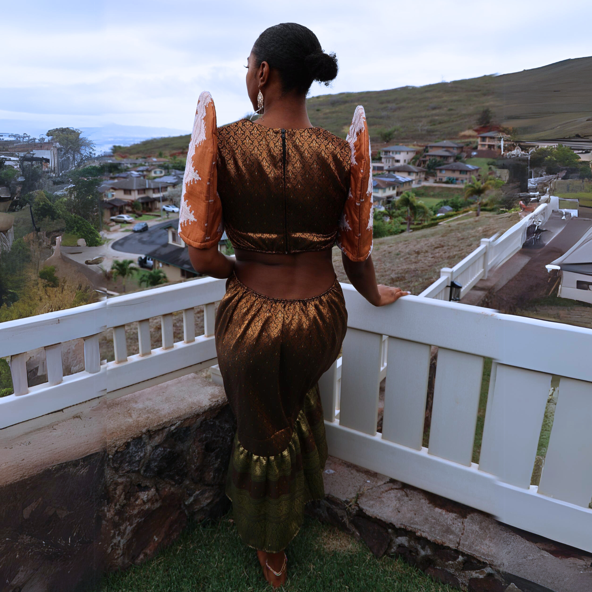 Sultana Butterfly Sleeves and Open Low Back Dress
