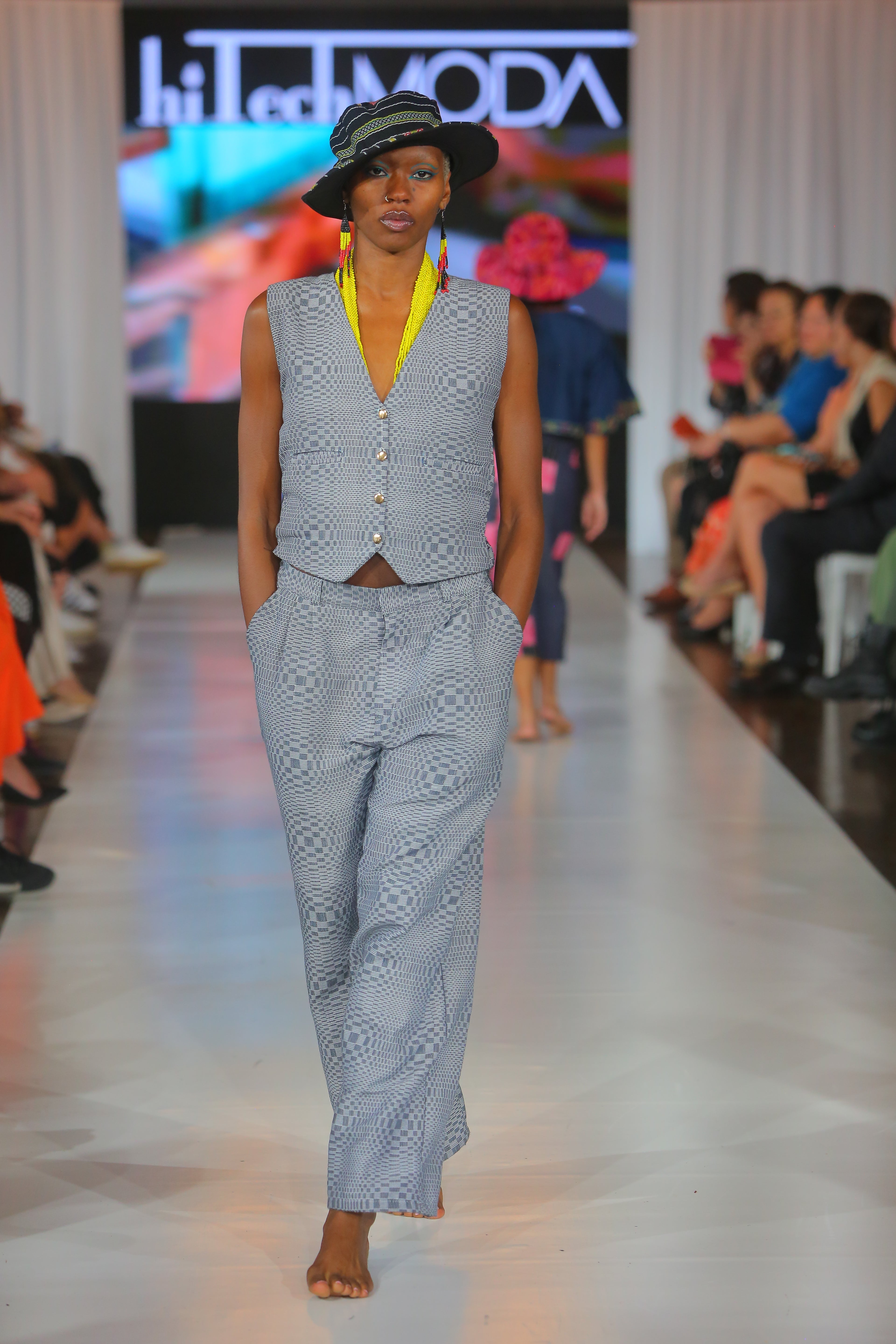 Virginia Gray and White Kusikos Vest Top