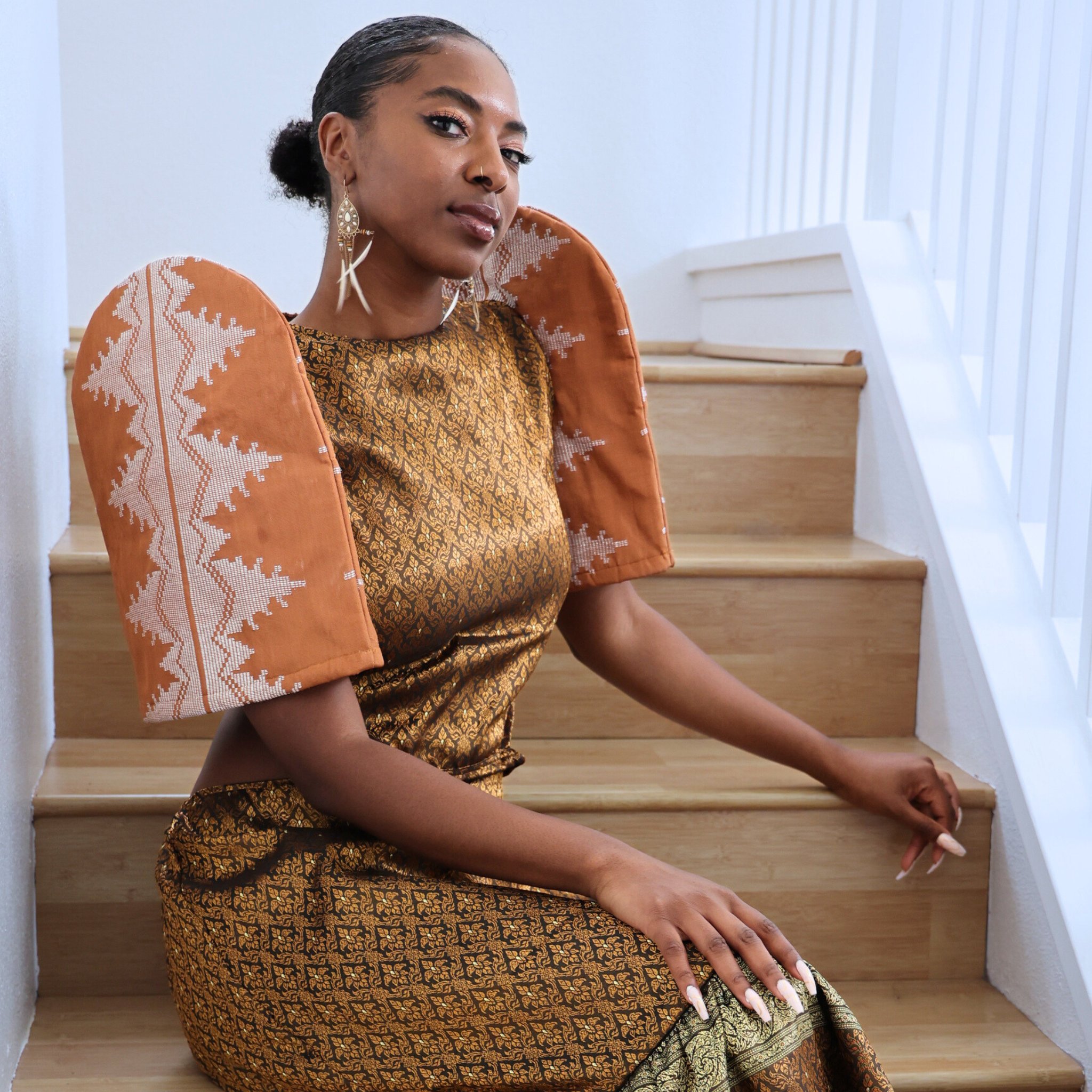 Sultana Butterfly Sleeves and Open Low Back Dress