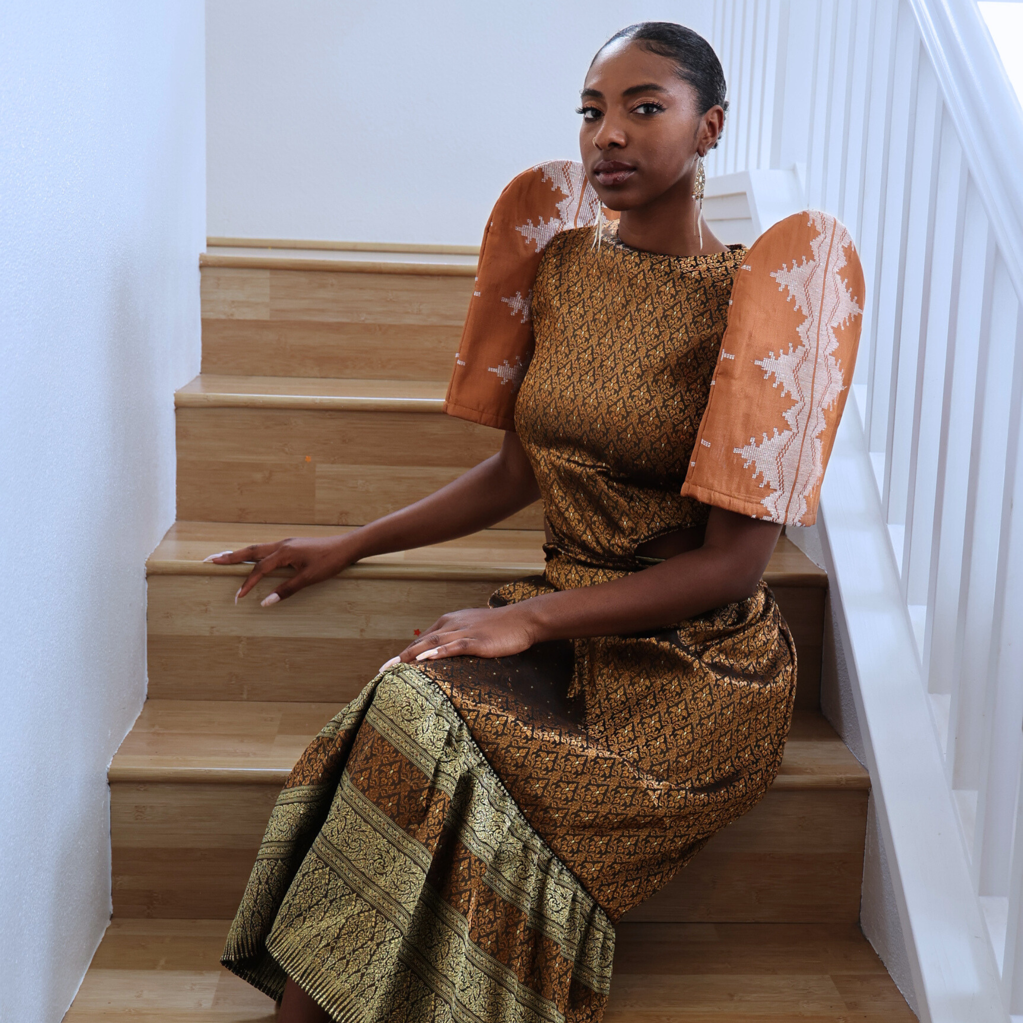 Sultana Butterfly Sleeves and Open Low Back Dress