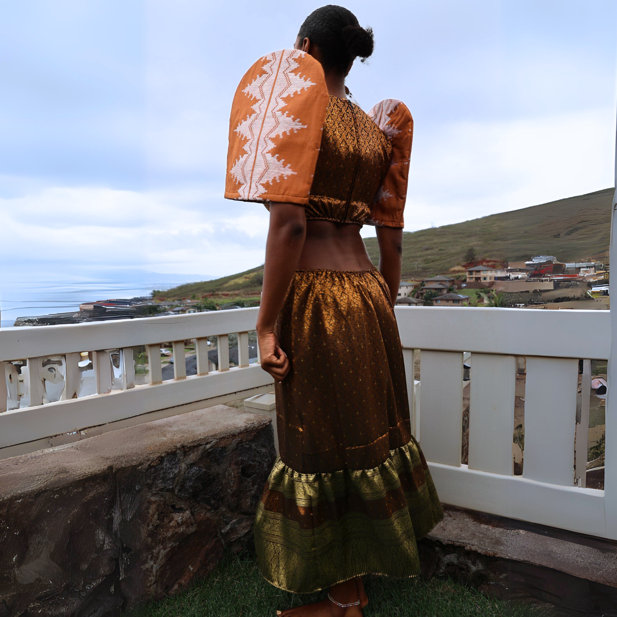 Sultana Butterfly Sleeves and Open Low Back Dress