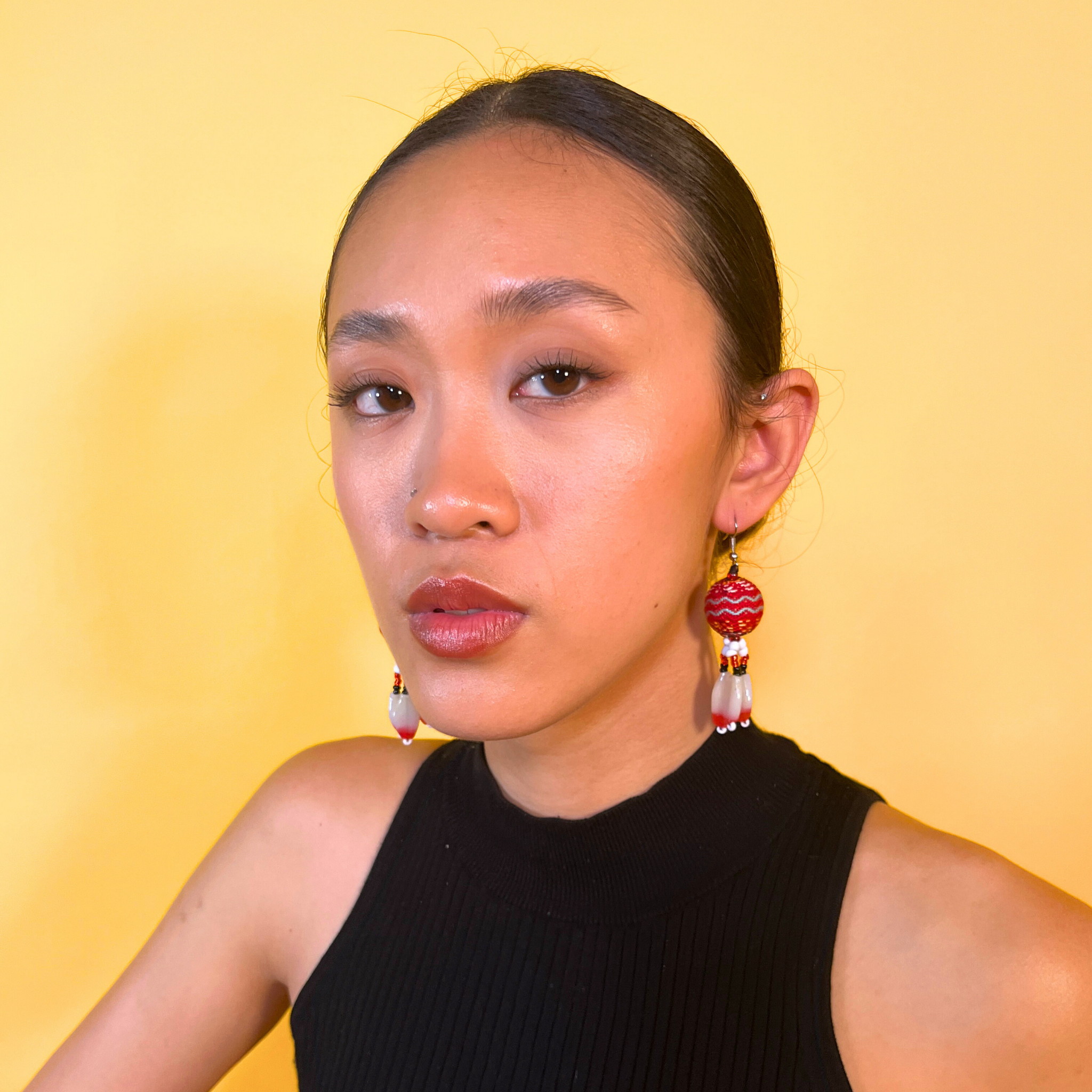 Kalinga Ball Earrings (Flat Beads)