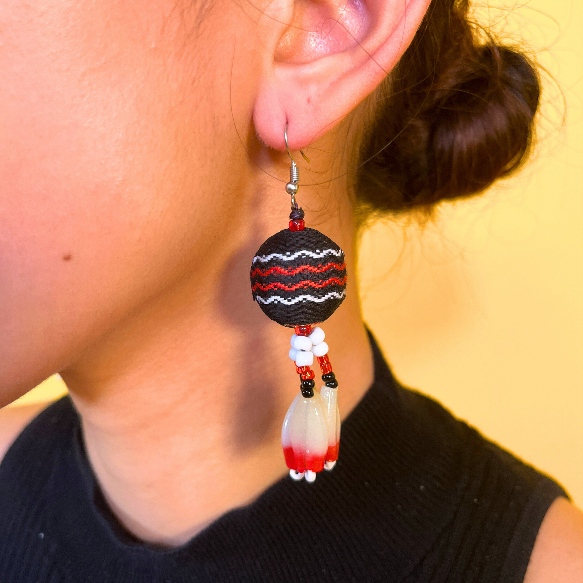 Kalinga Ball Earrings (Flat Beads)