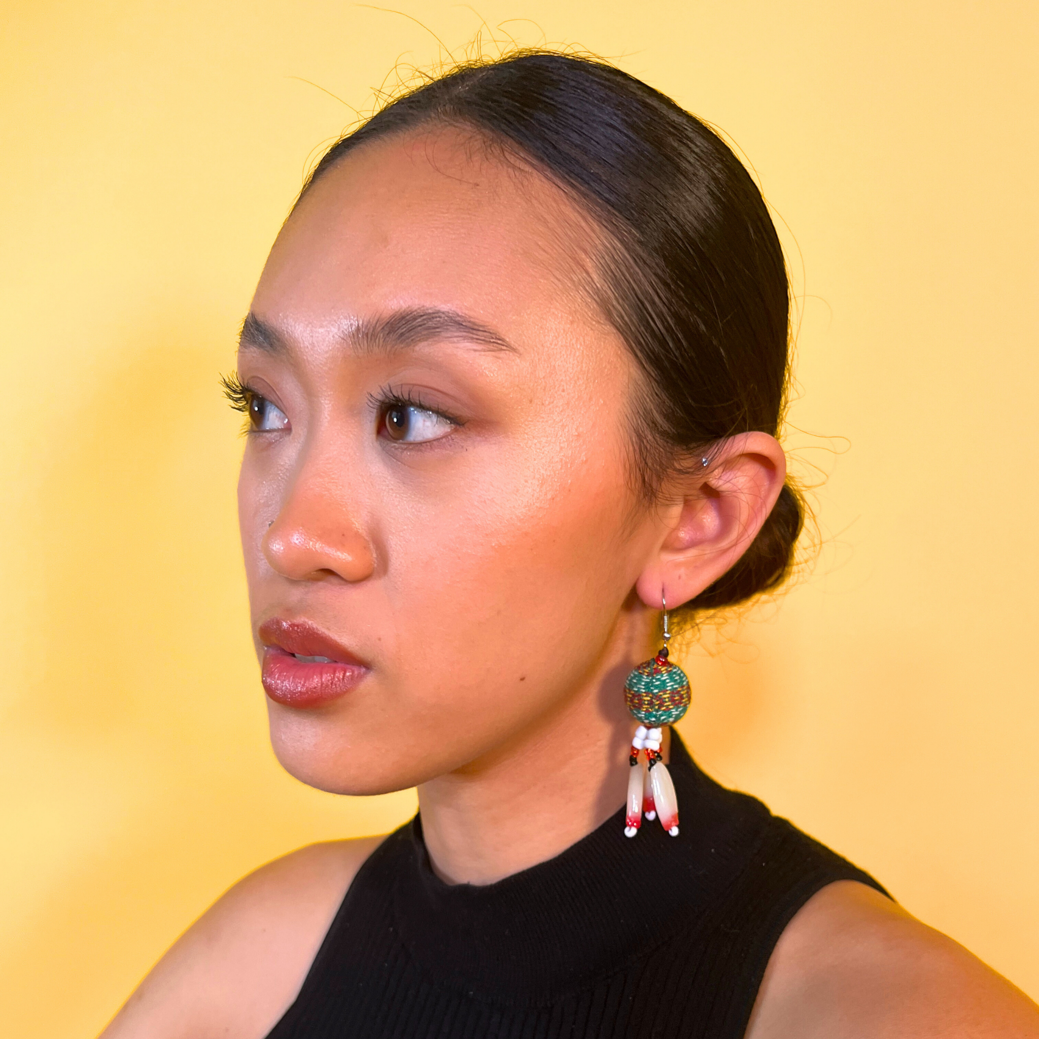 Kalinga Ball Earrings (Flat Beads)