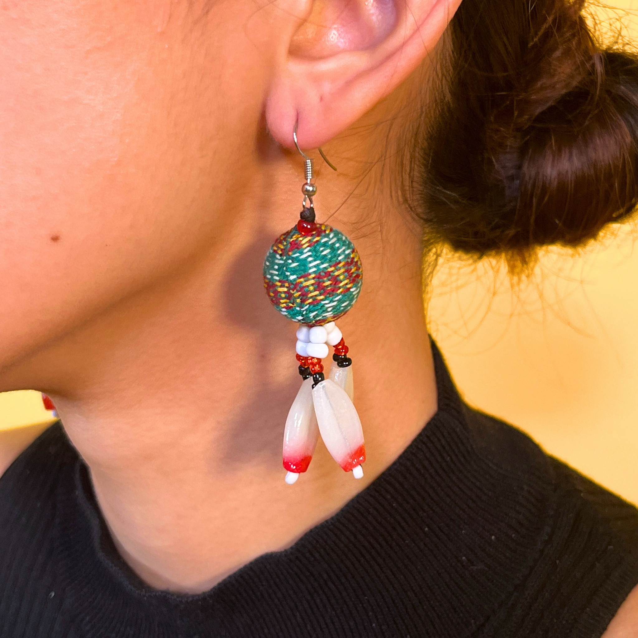 Kalinga Ball Earrings (Flat Beads)