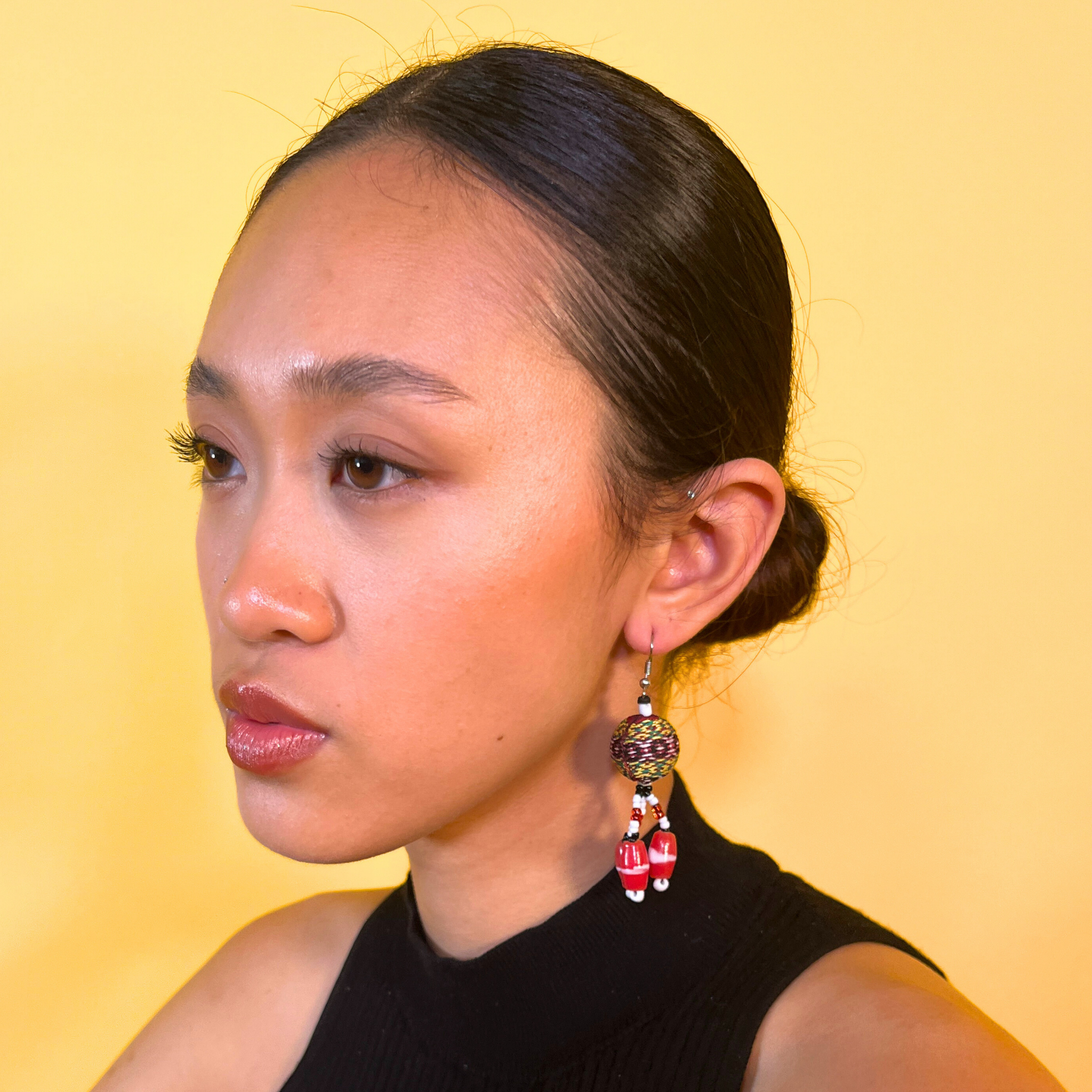 Kalinga Ball Earrings (Flat Beads)