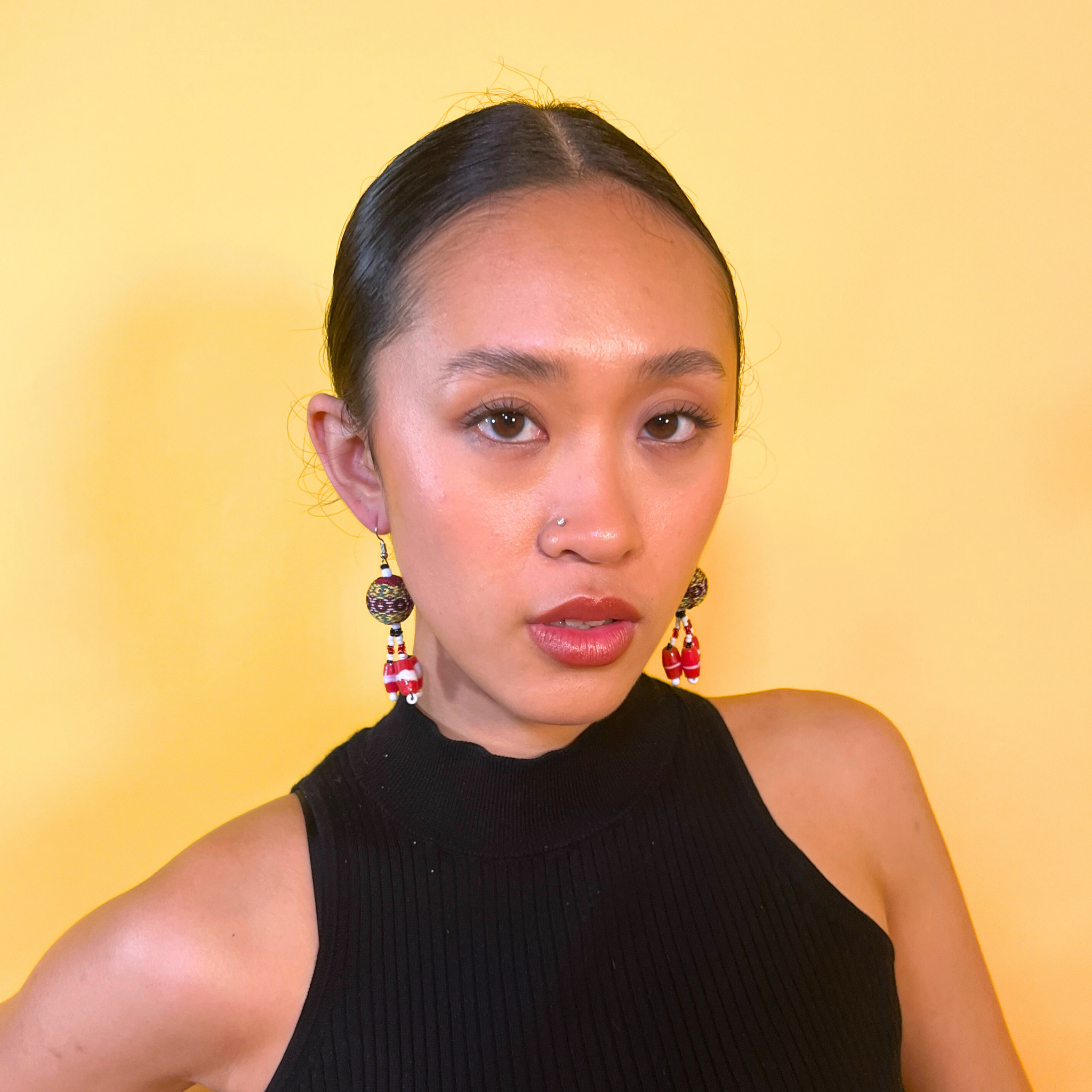 Kalinga Ball Earrings (Flat Beads)