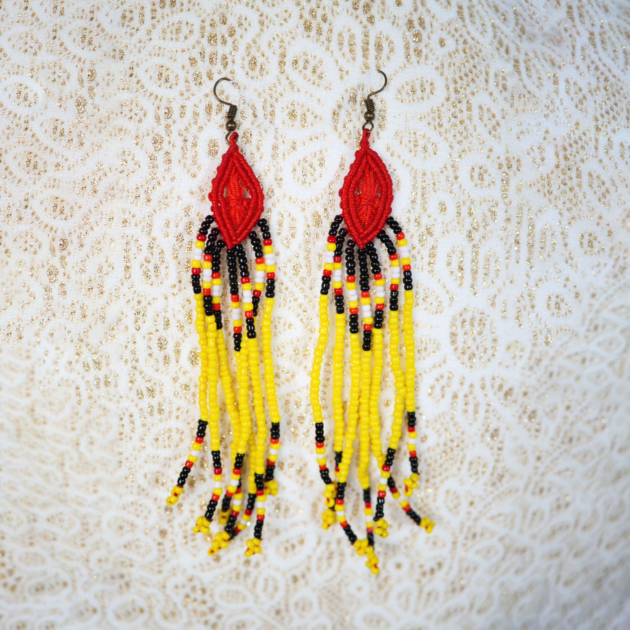 Leah Macrame Beaded Earrings