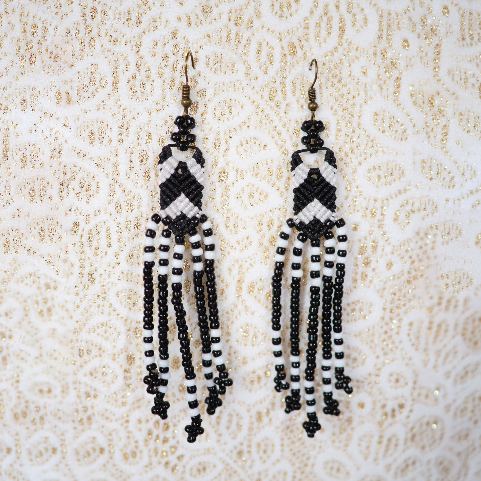 Leah Macrame Beaded Earrings