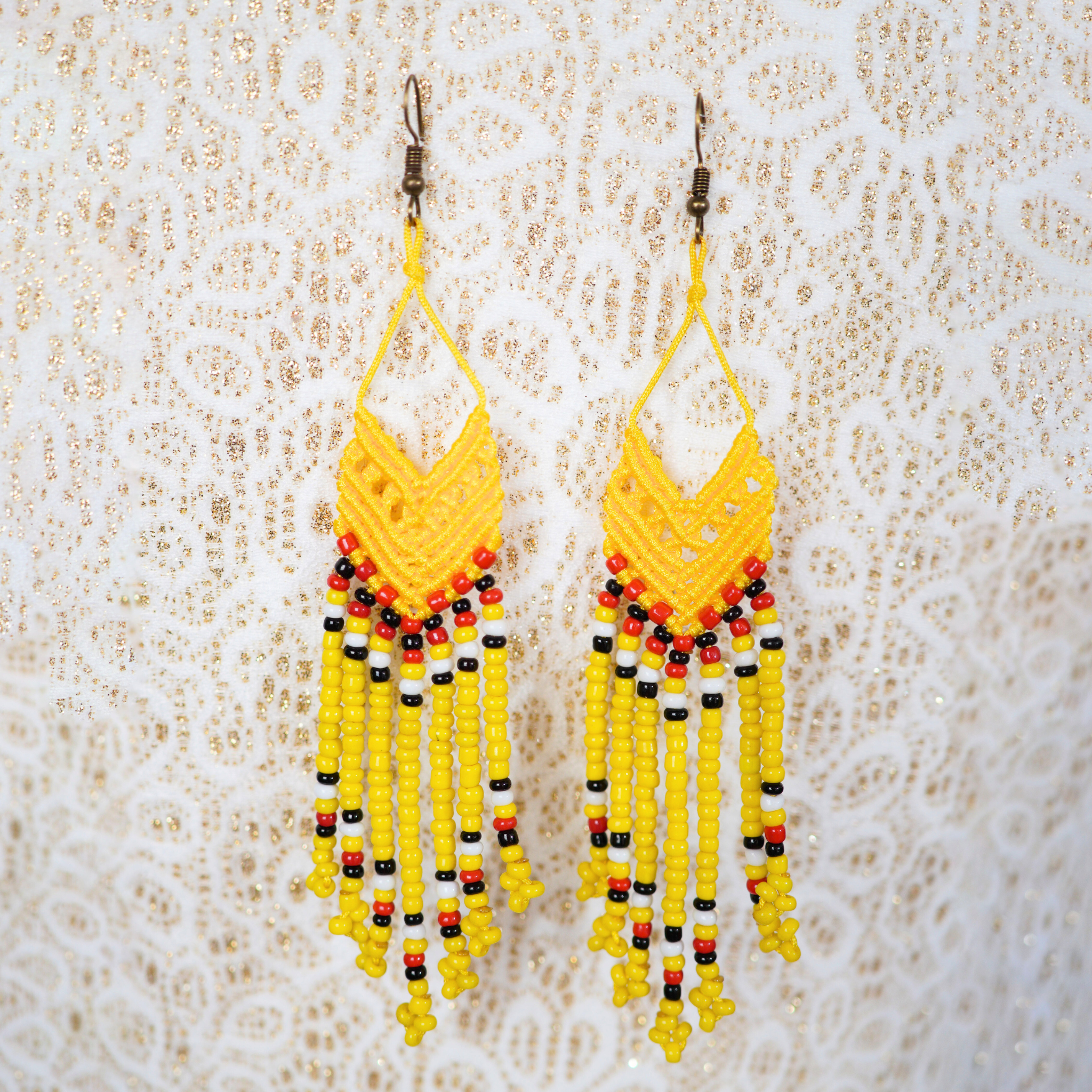 Leah Macrame Beaded Earrings
