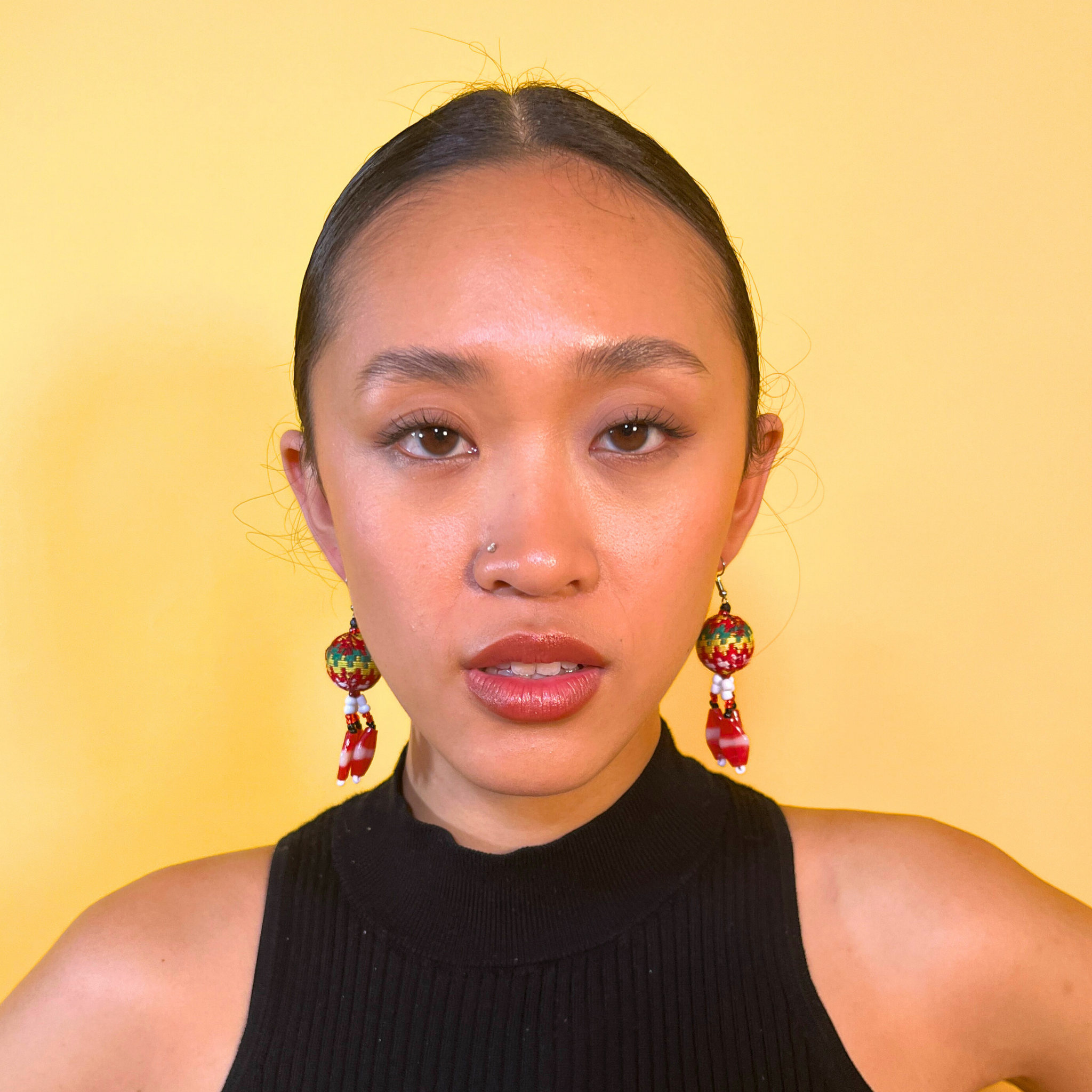 Kalinga Ball Earrings (Flat Beads)