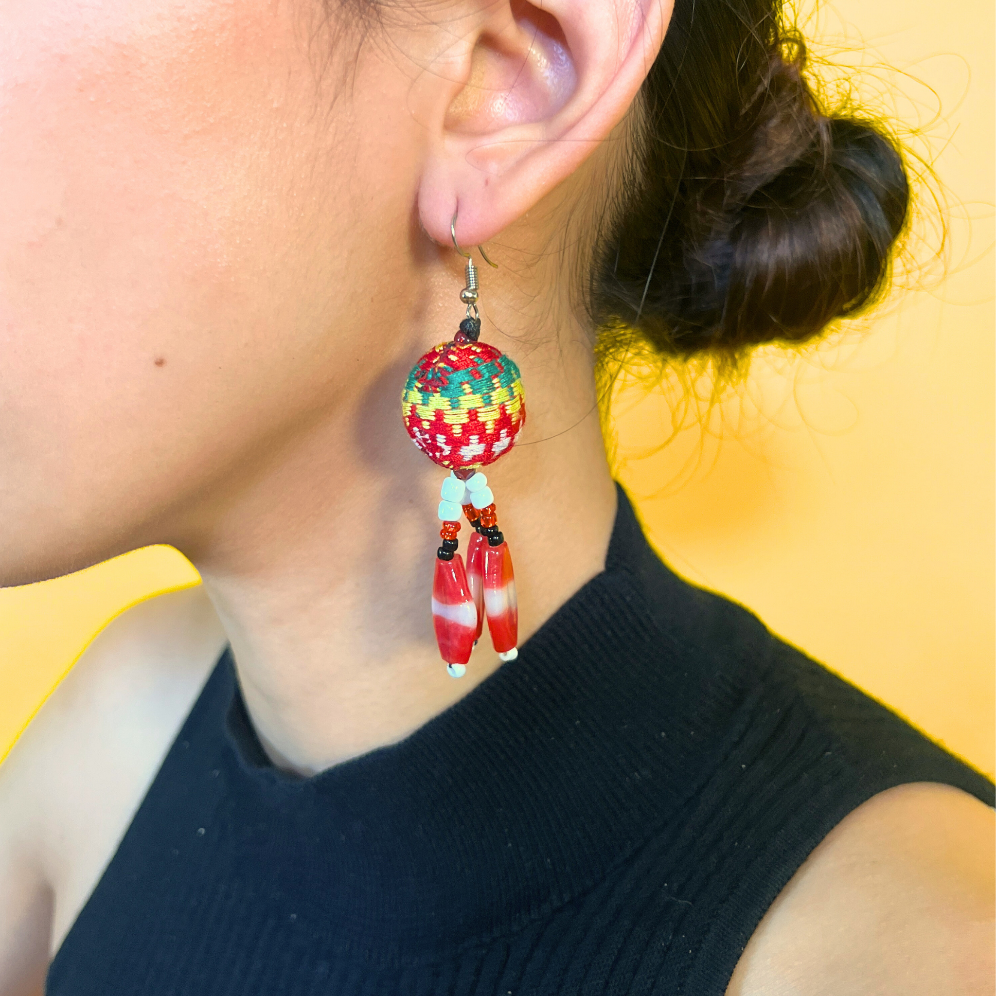 Kalinga Ball Earrings (Flat Beads)