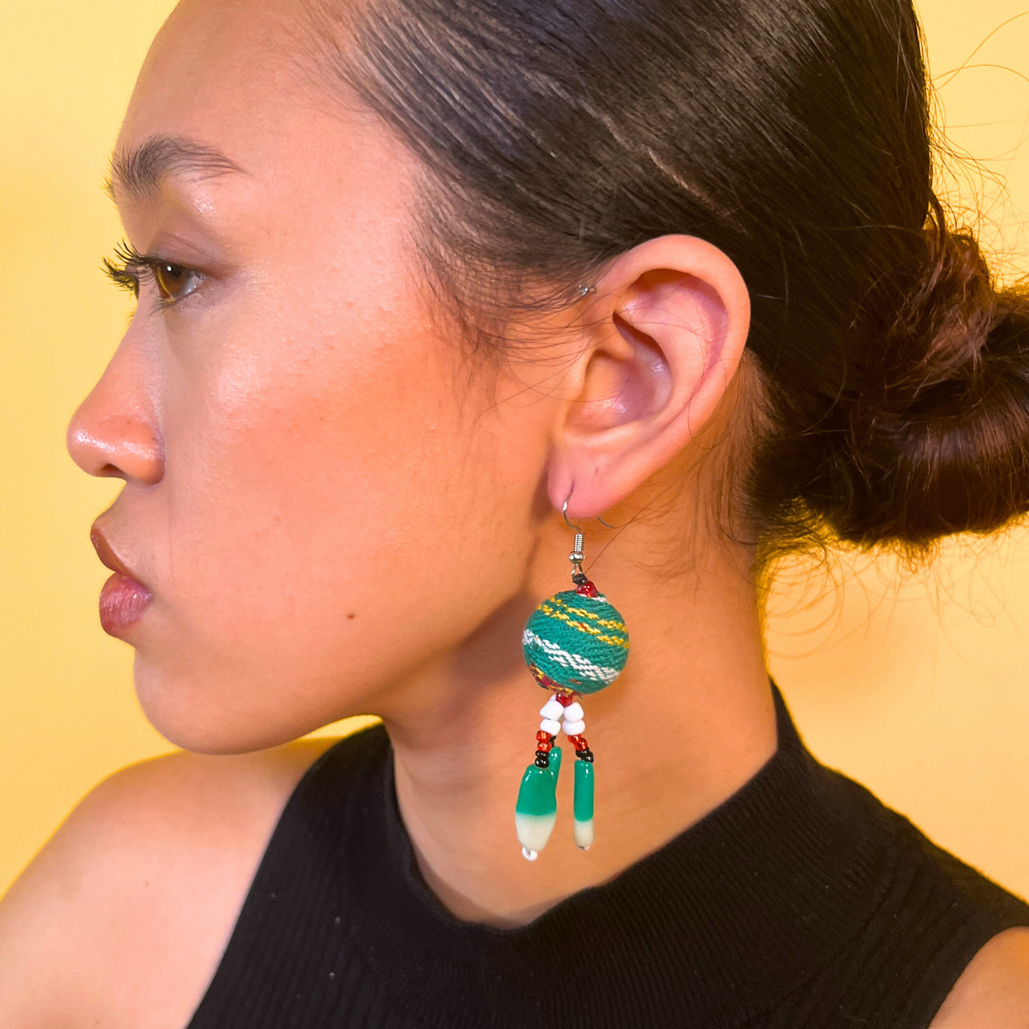 Kalinga Ball Earrings (Flat Beads)