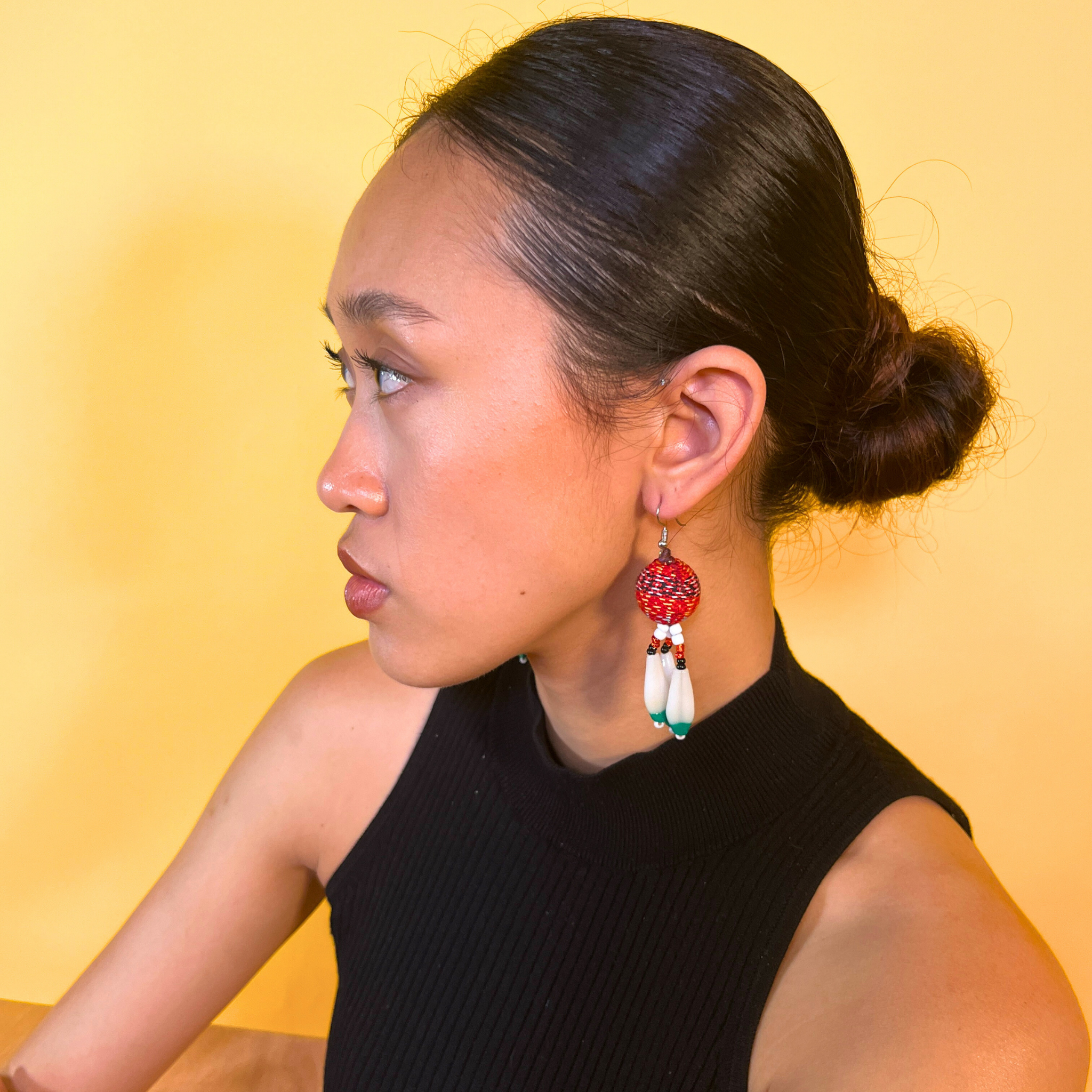 Kalinga Ball Earrings (Flat Beads)