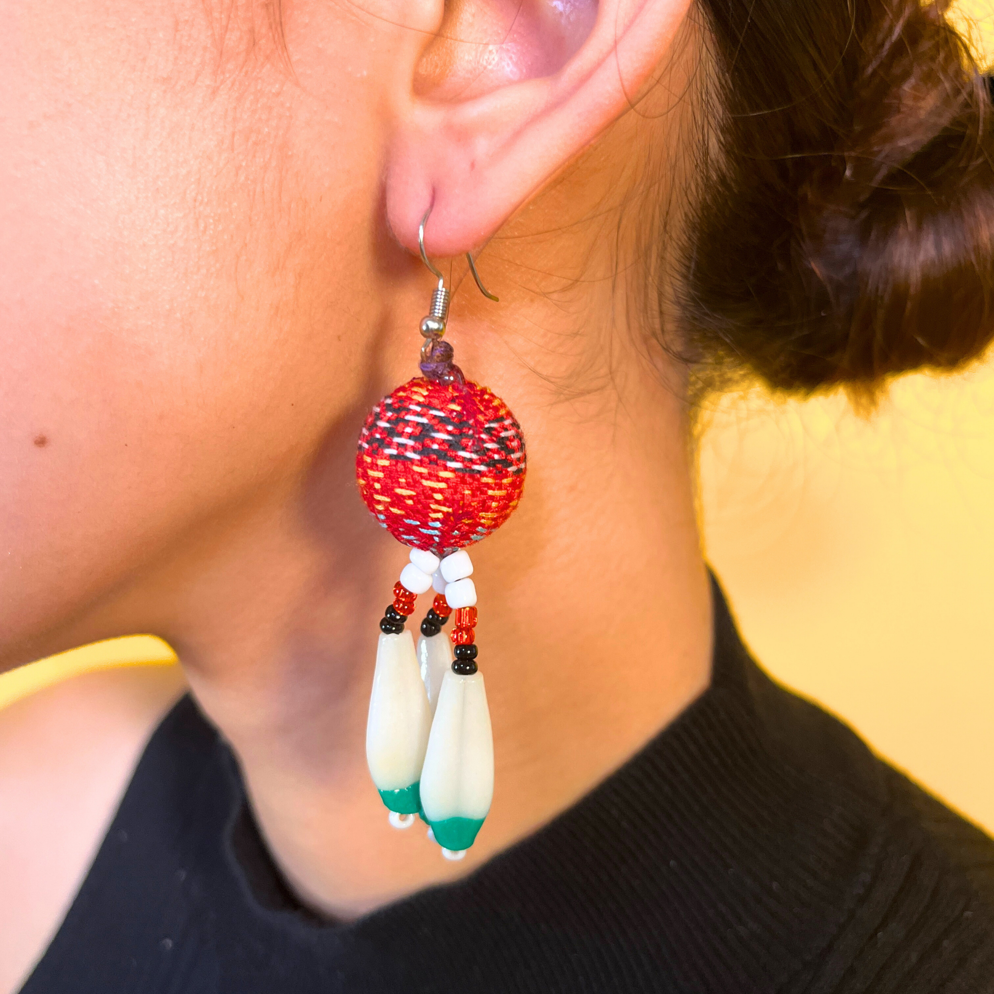 Kalinga Ball Earrings (Flat Beads)