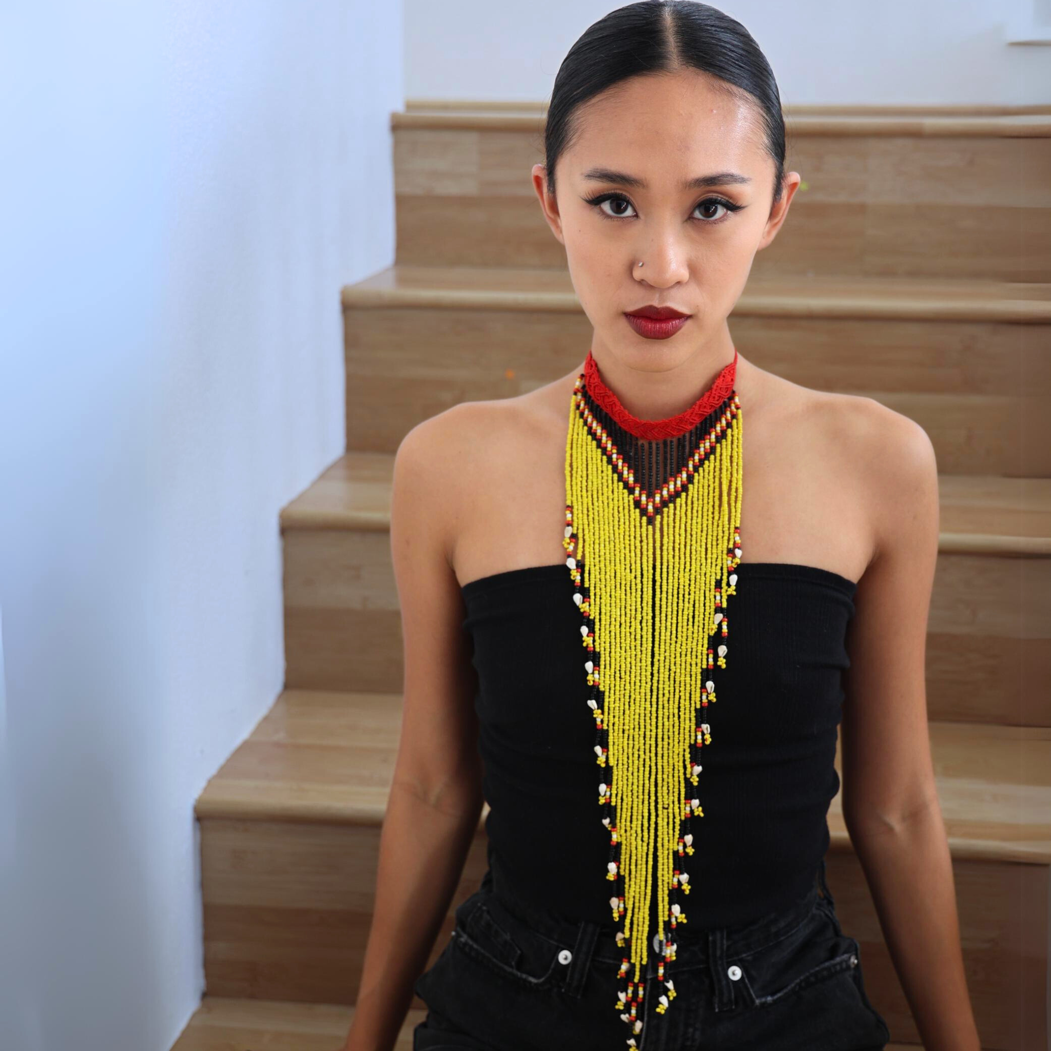 Leah Macrame Long Beaded Necklace