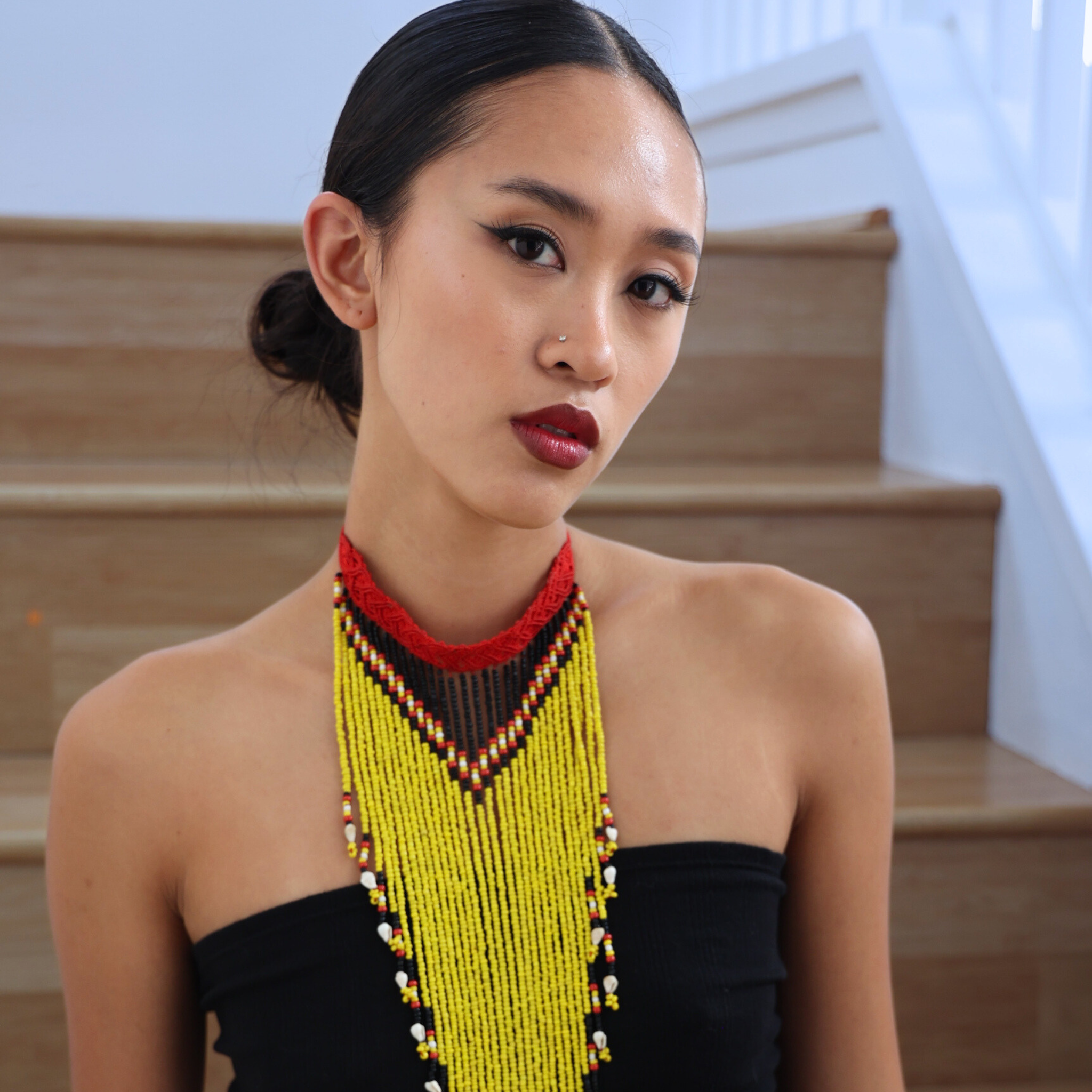 Leah Macrame Long Beaded Necklace