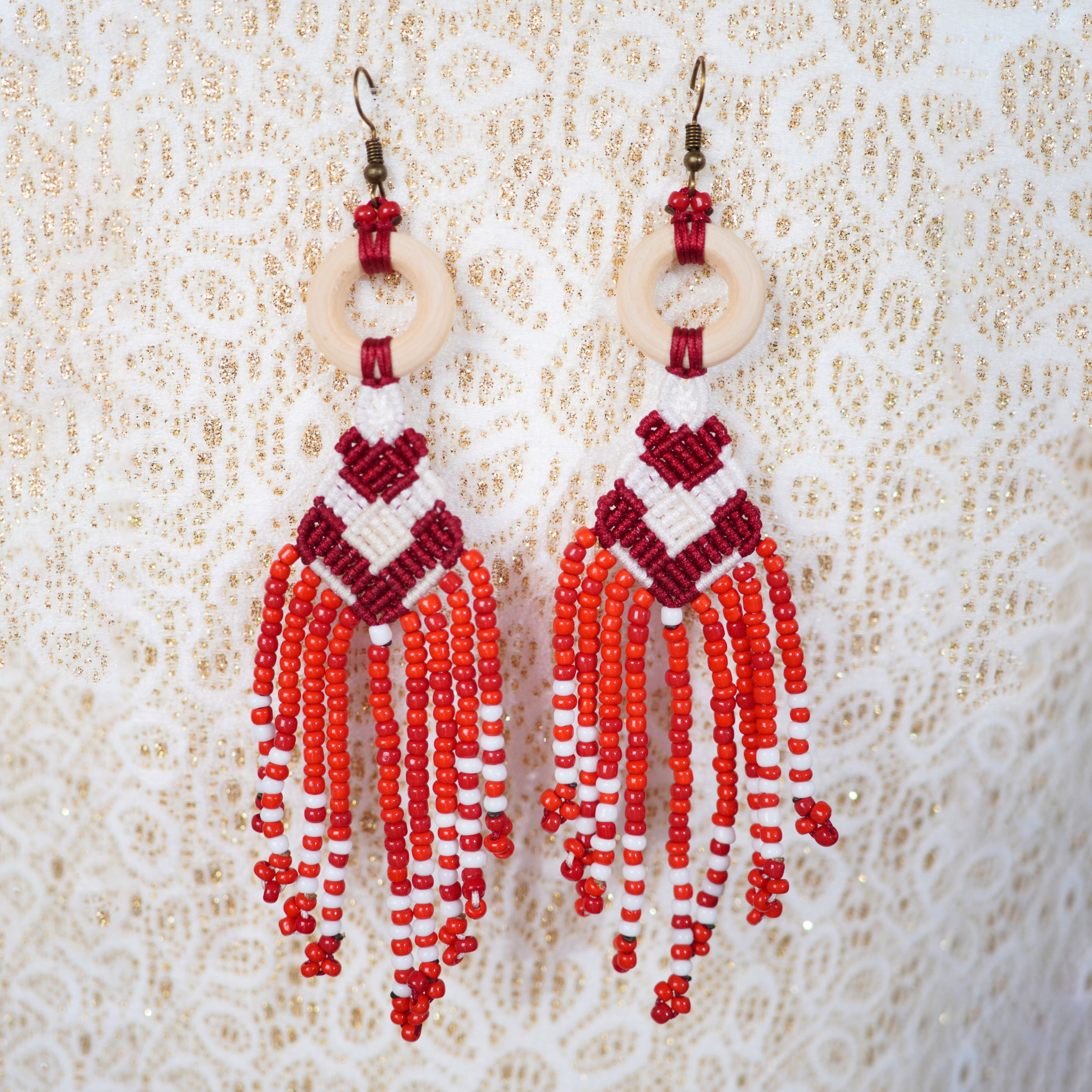 Leah Macrame Beaded Earrings