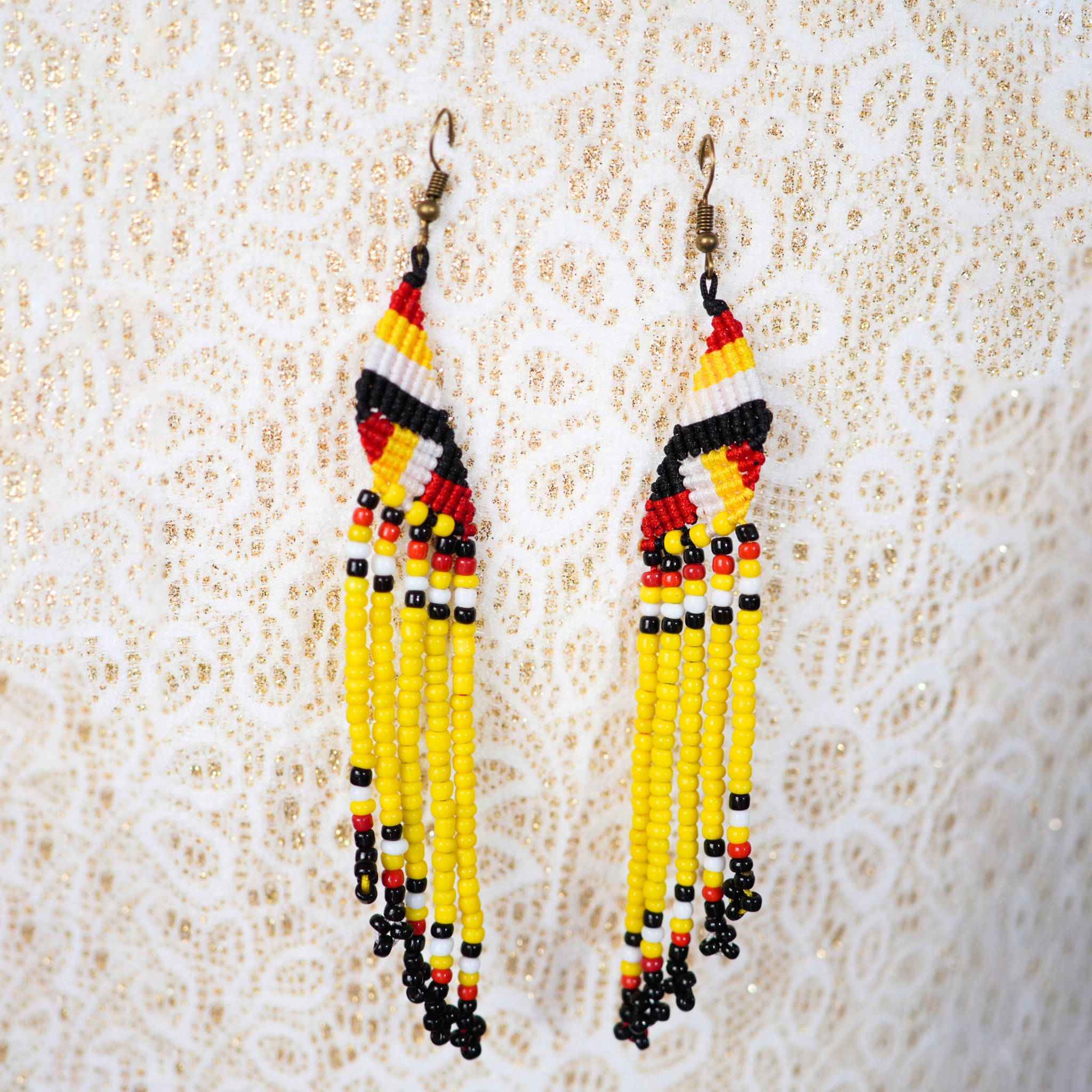 Leah Macrame Beaded Earrings