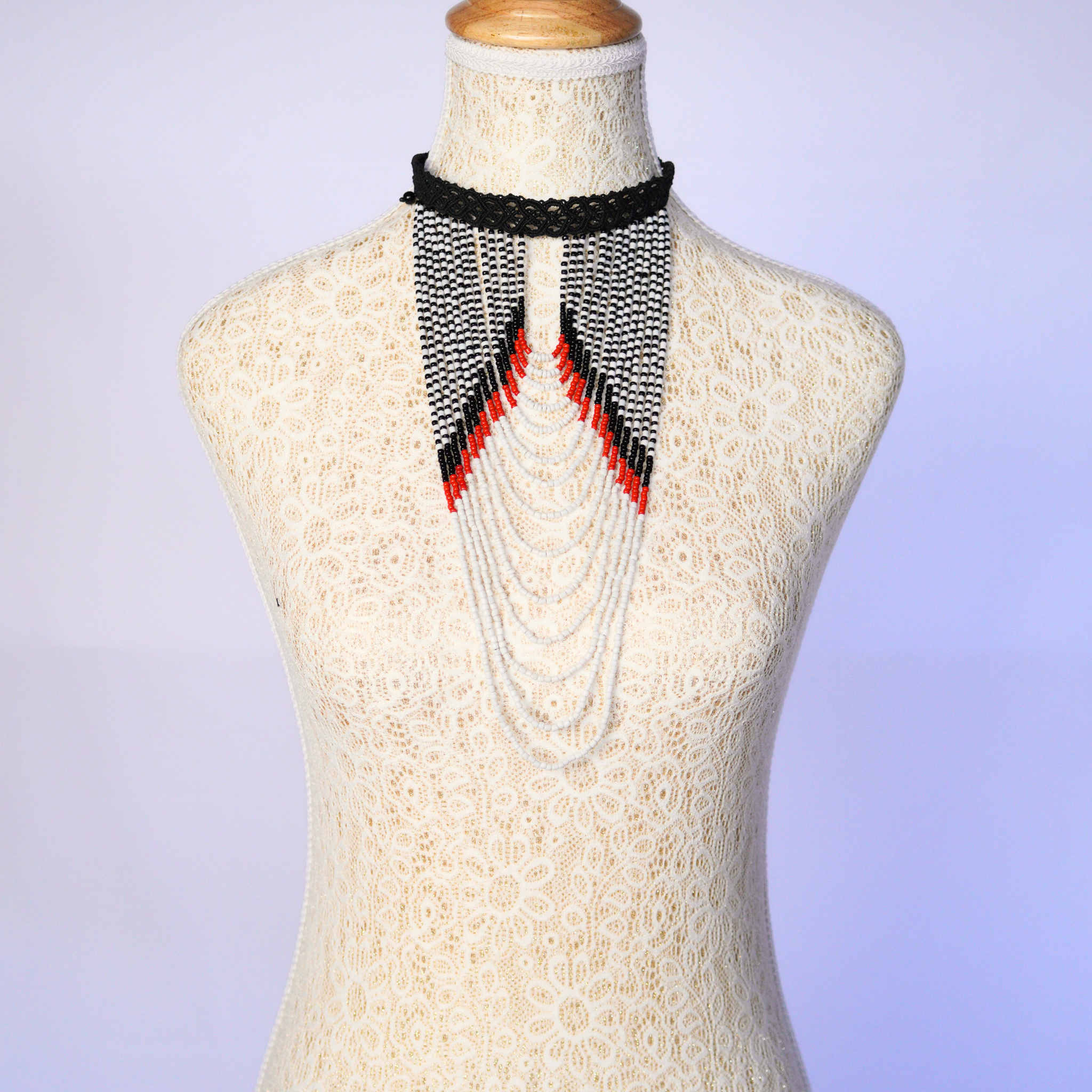 Leah Macrame Long Beaded Necklace