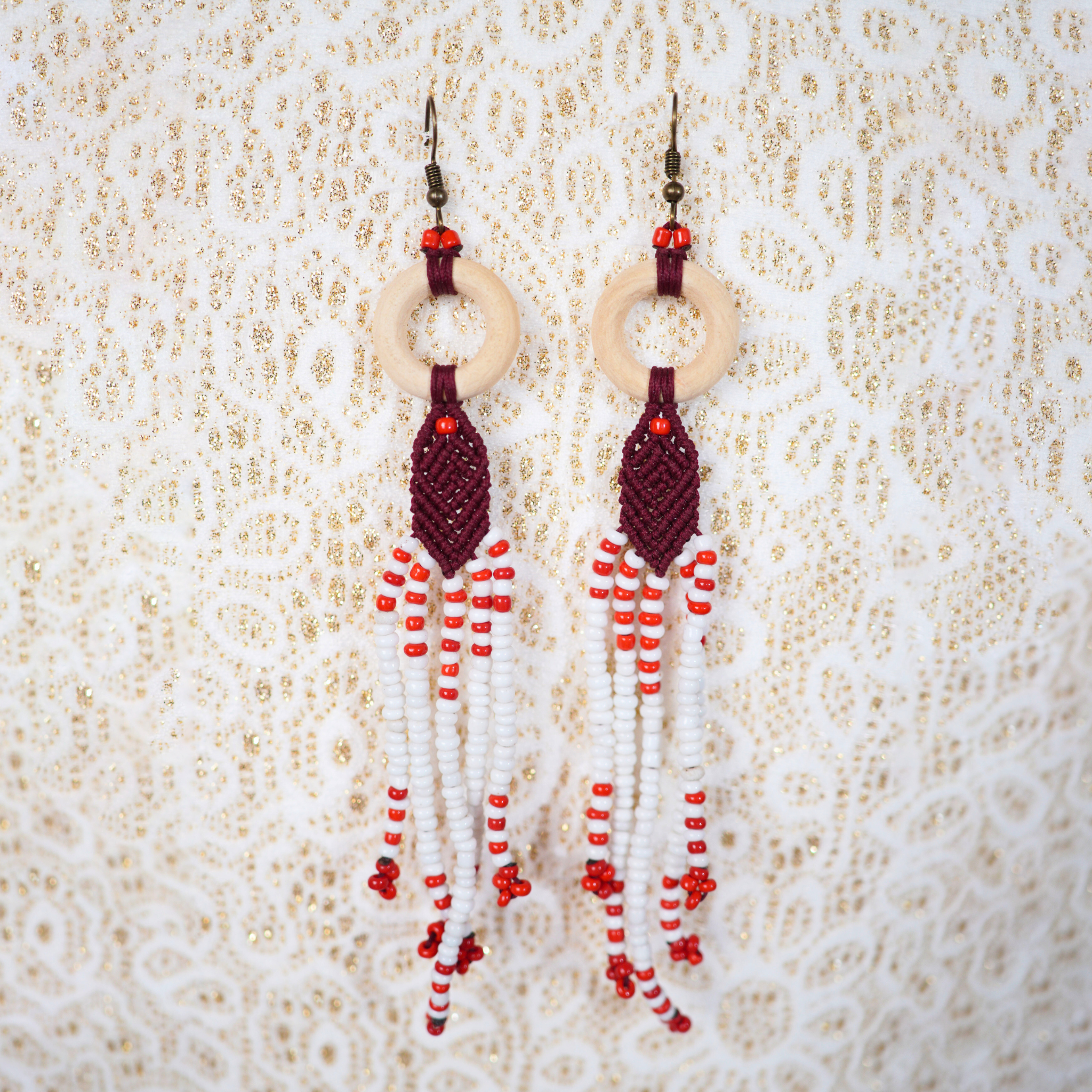 Leah Macrame Beaded Earrings