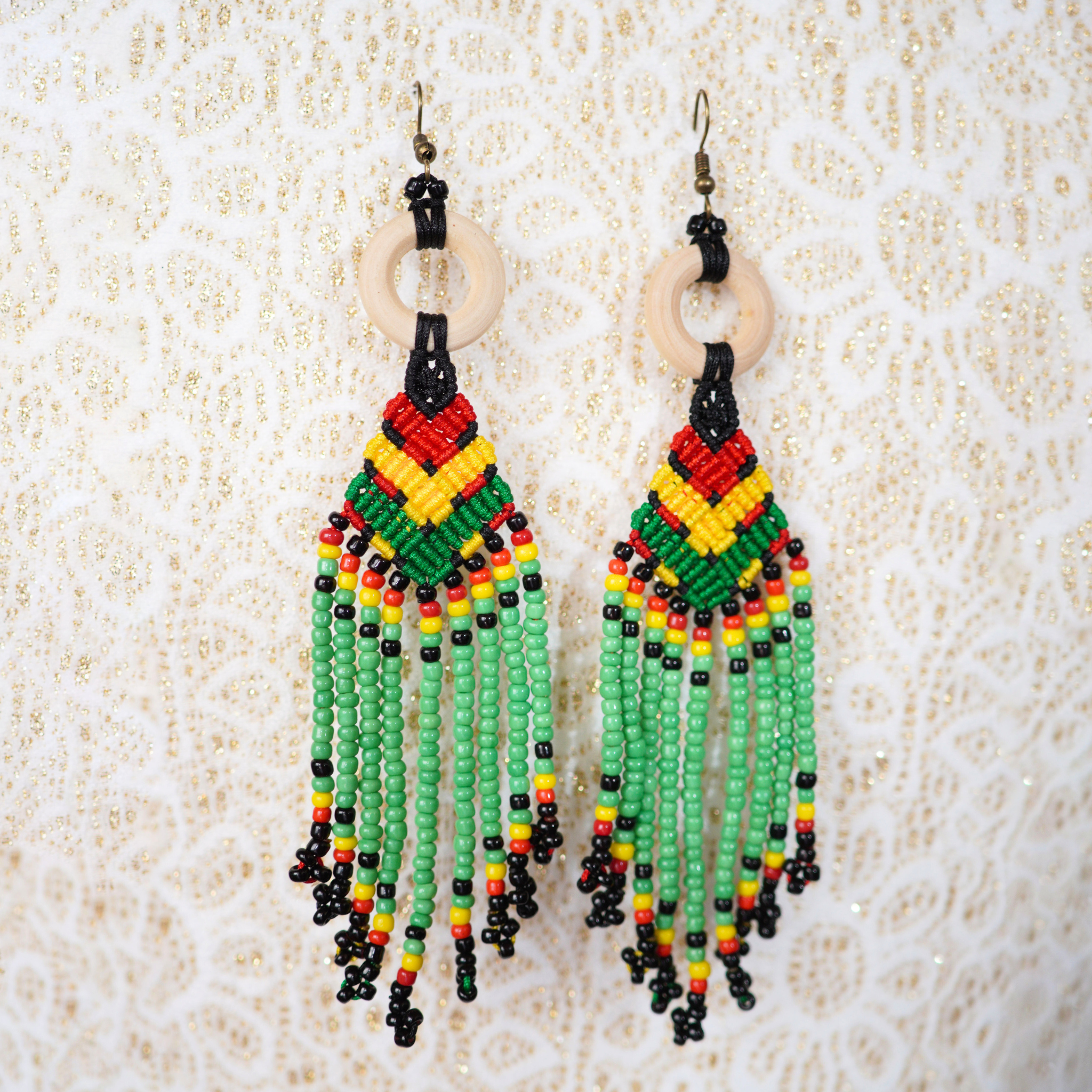 Leah Macrame Beaded Earrings