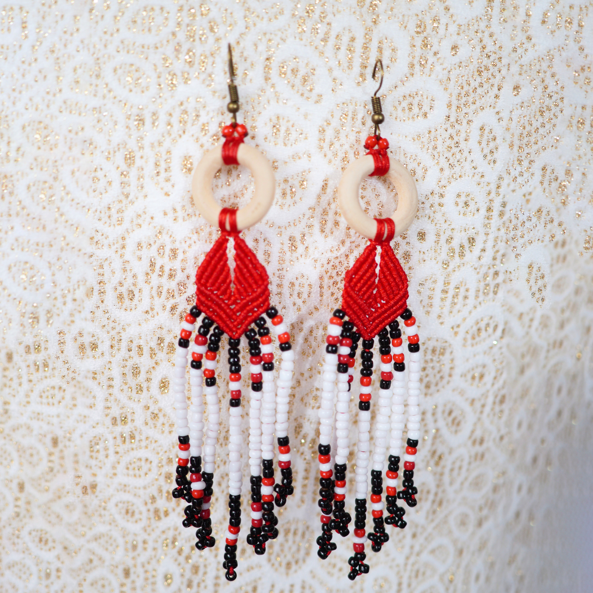 Leah Macrame Beaded Earrings