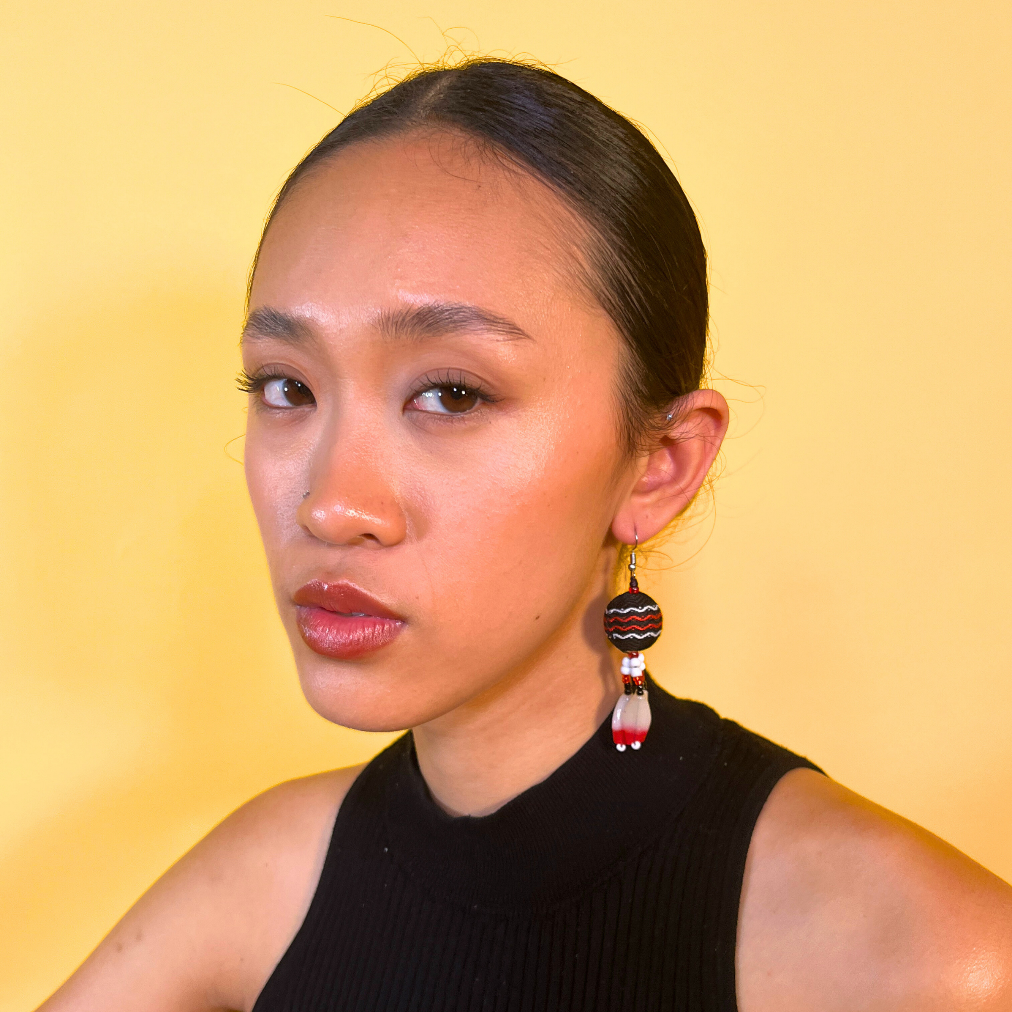 Kalinga Ball Earrings (Flat Beads)