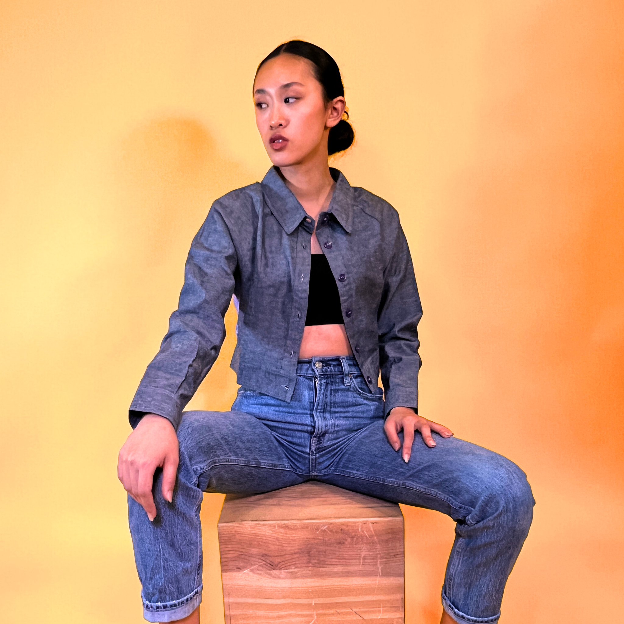 Purple Yam Button Crop Jacket