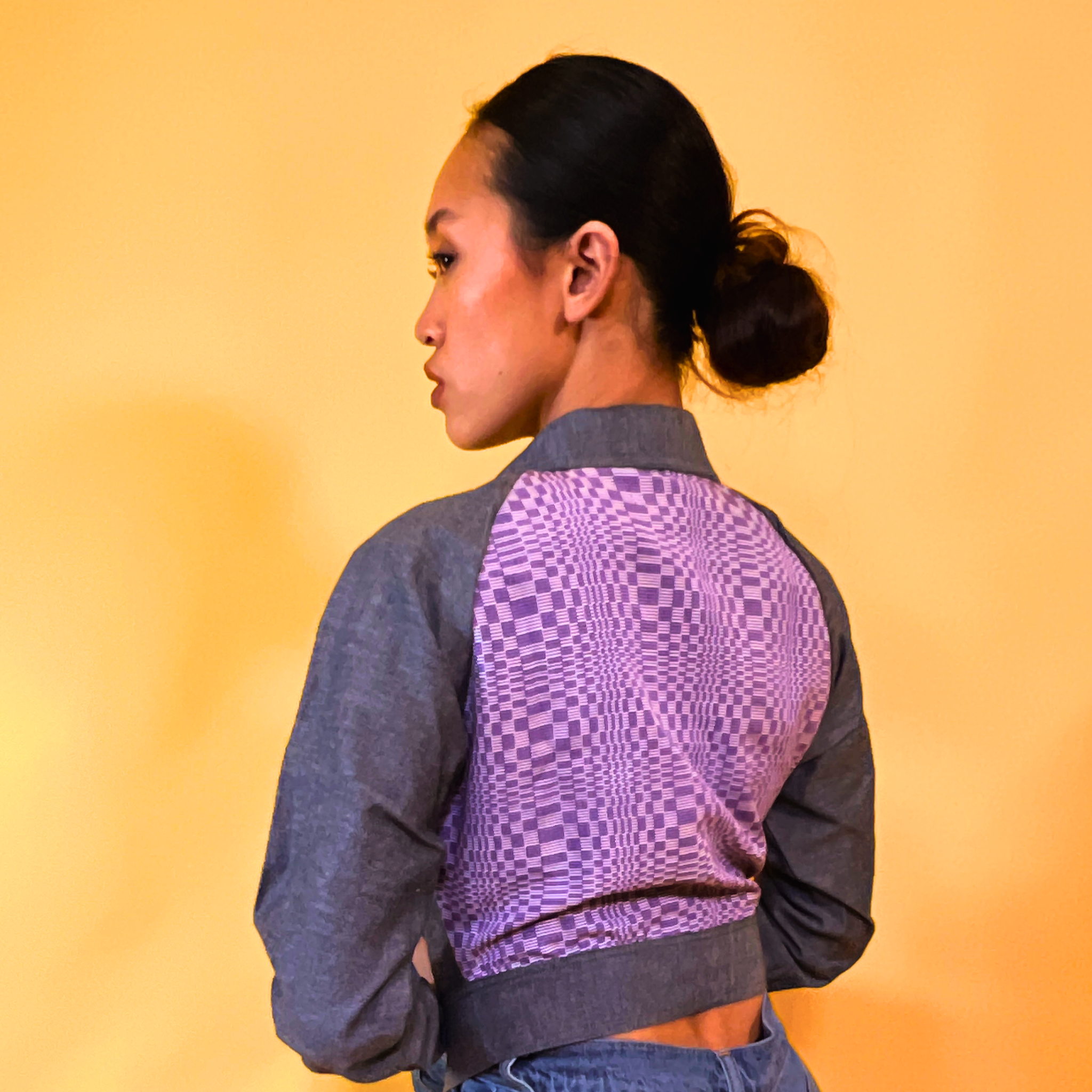 Purple Yam Button Crop Jacket