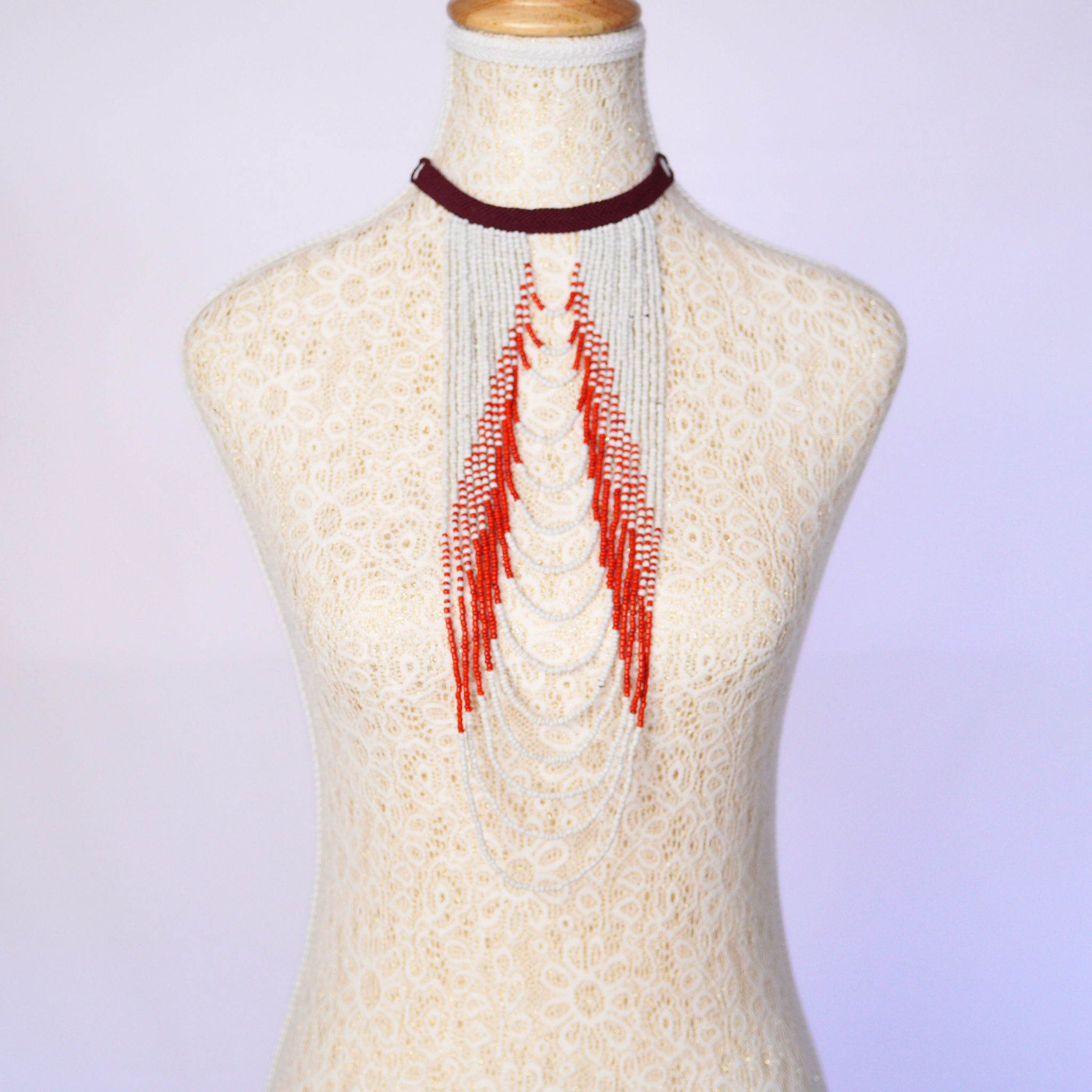 Leah Macrame Long Beaded Necklace