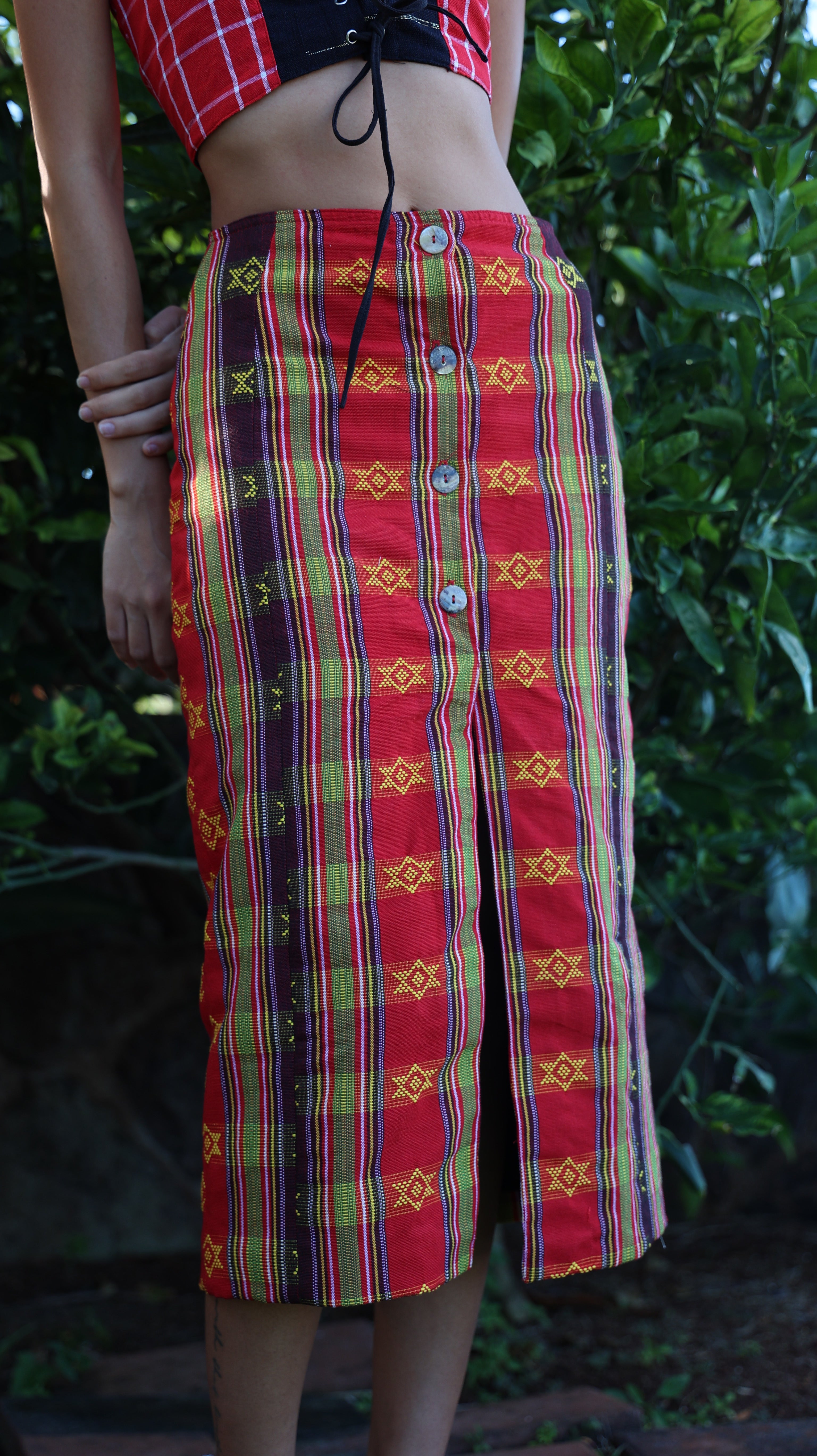 Lin-Awa Front Slit Pencil Cut Skirt