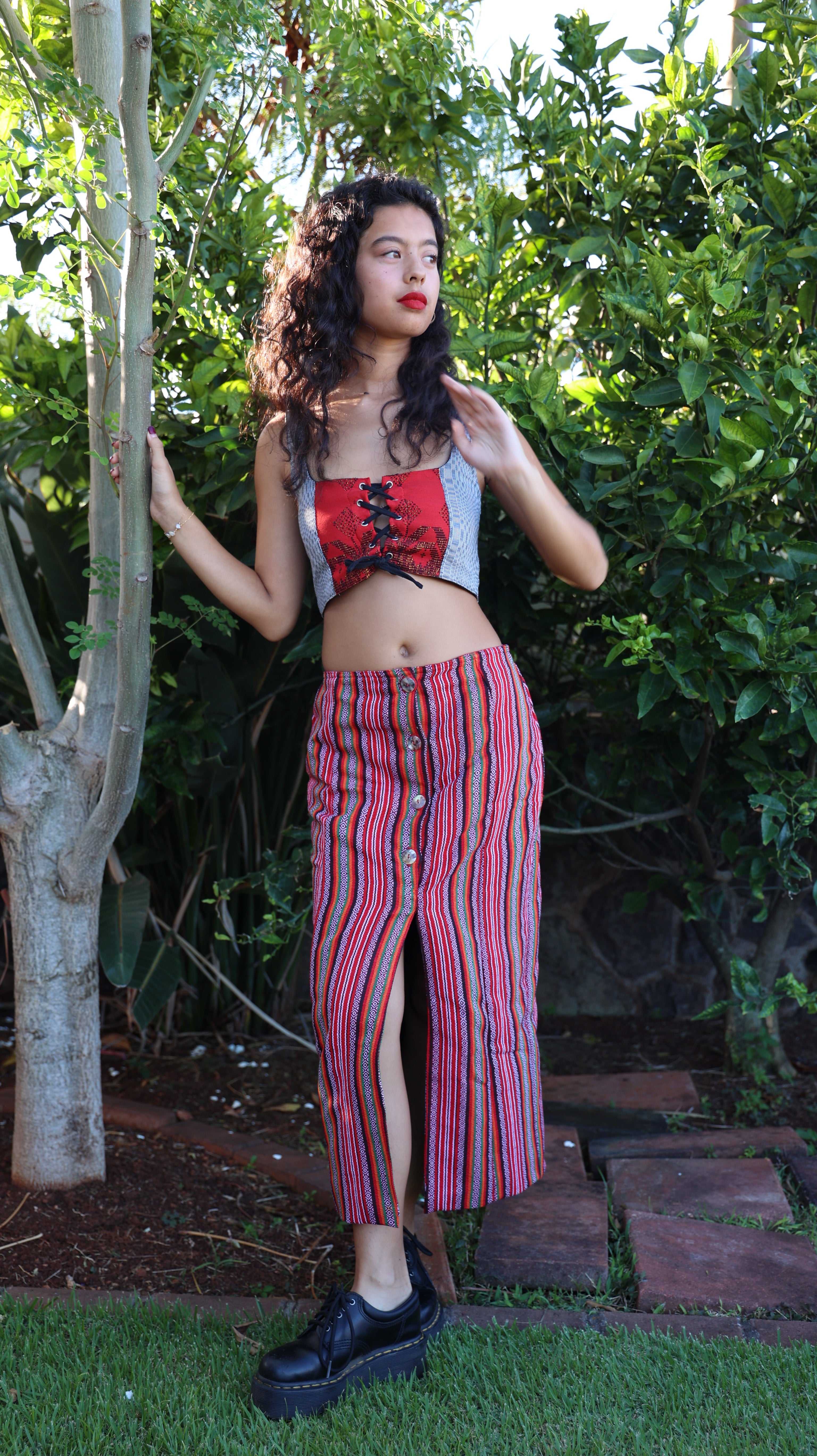 Lin-Awa Front Slit Pencil Cut Skirt