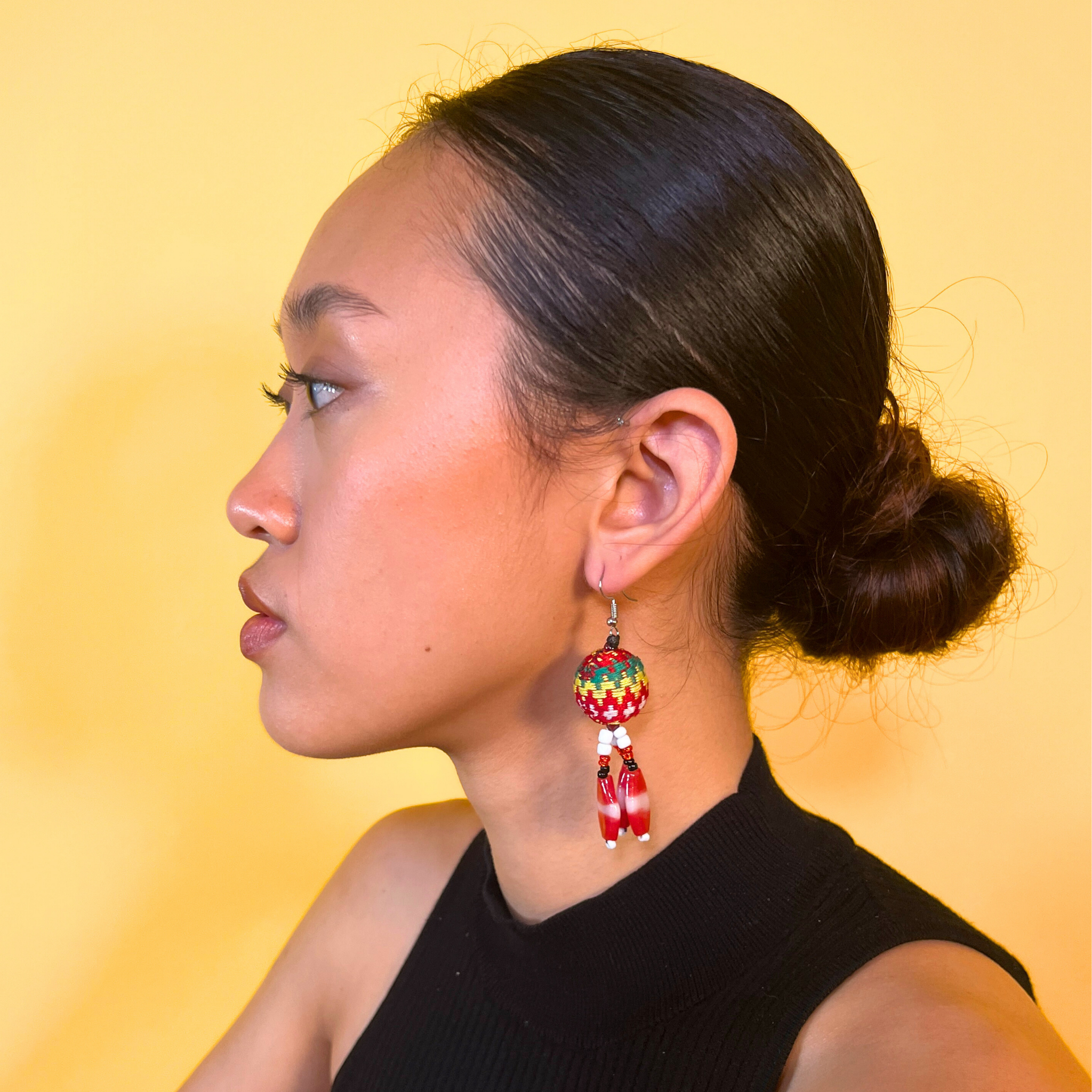 Kalinga Ball Earrings (Flat Beads)