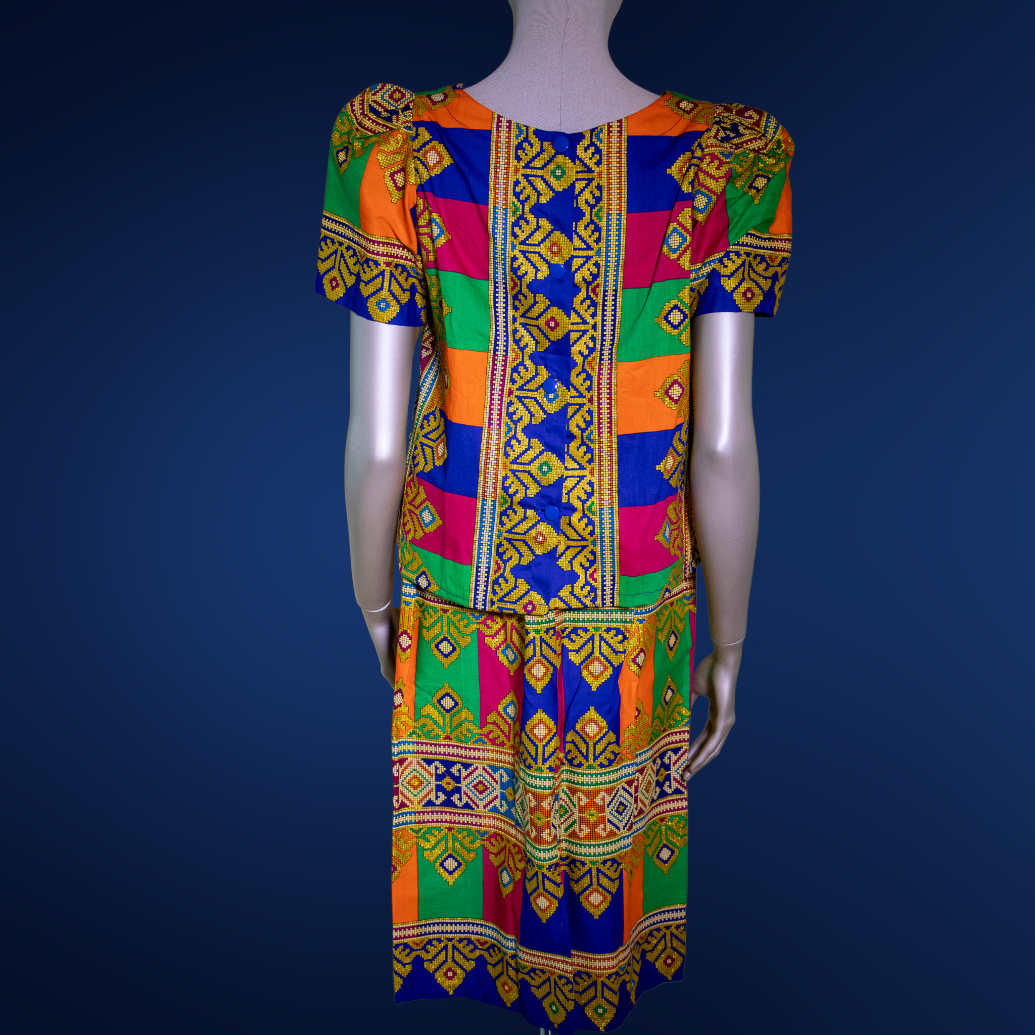 Batik Butterfly Sleeve Shirt + Skirt Set