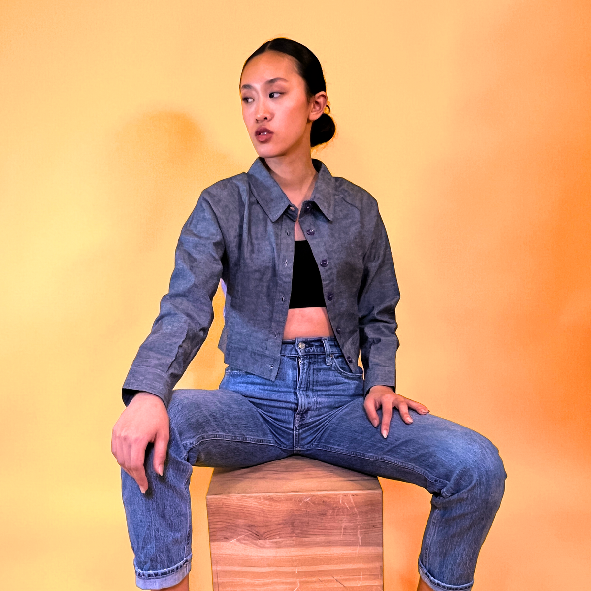 Purple Yam Button Crop Jacket | Elle Karayan