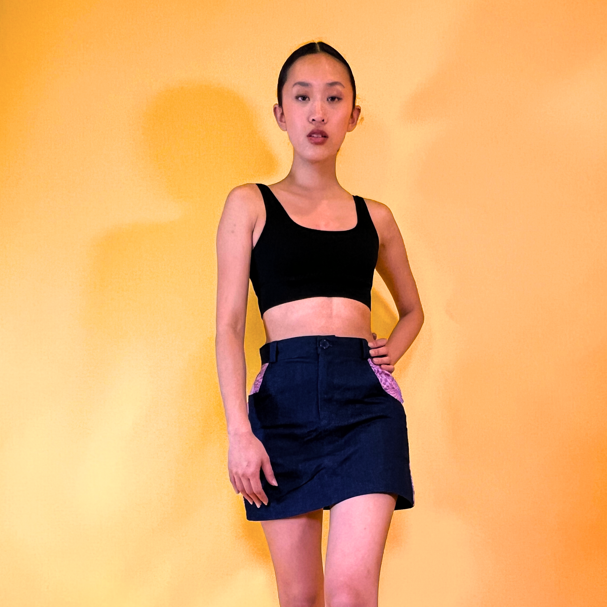 Purple Yam Mini Denim Skirt